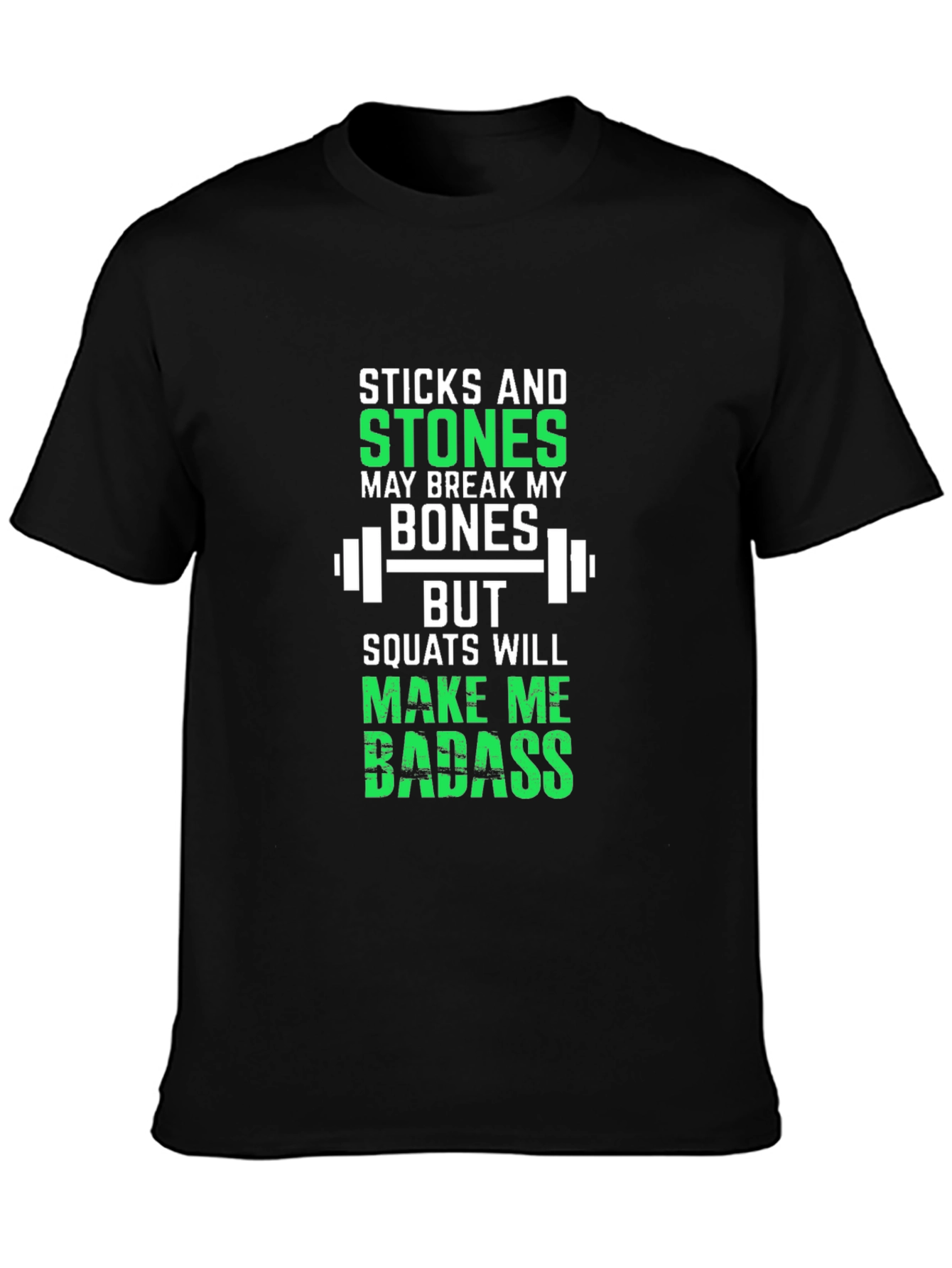 Black Sticks and Stones Squats Workout T-Shirt view 3