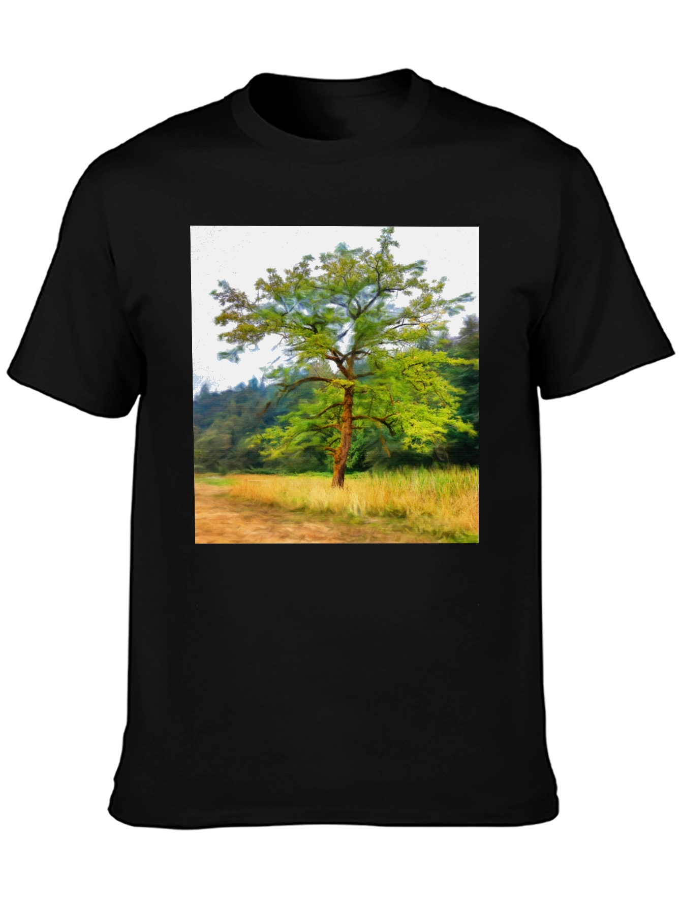 Black Nature Tree Graphic Black T-Shirt view 3