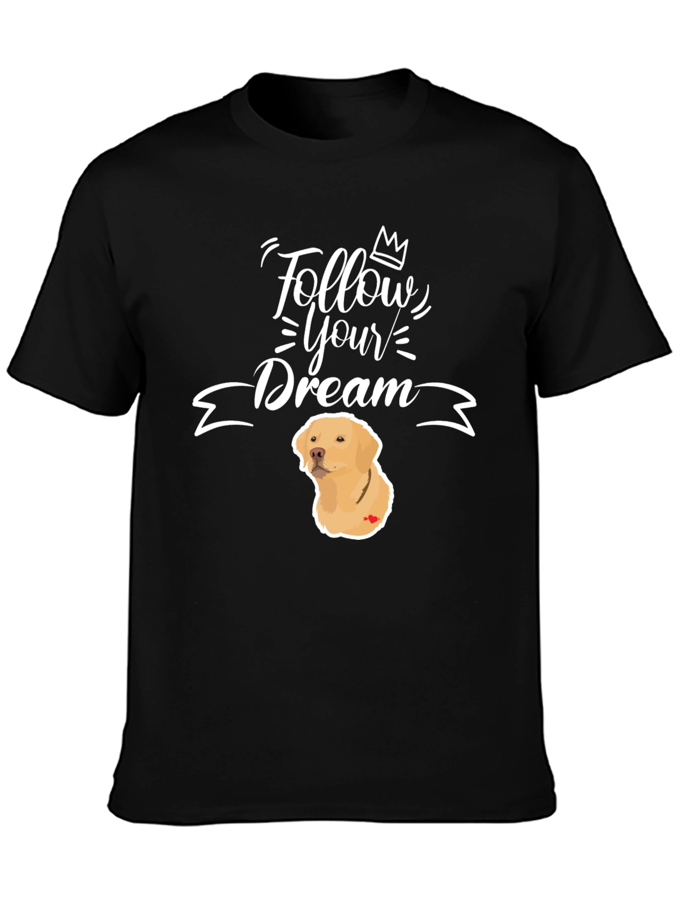 Black Follow Your Dream Dog Graphic T-Shirt view 3