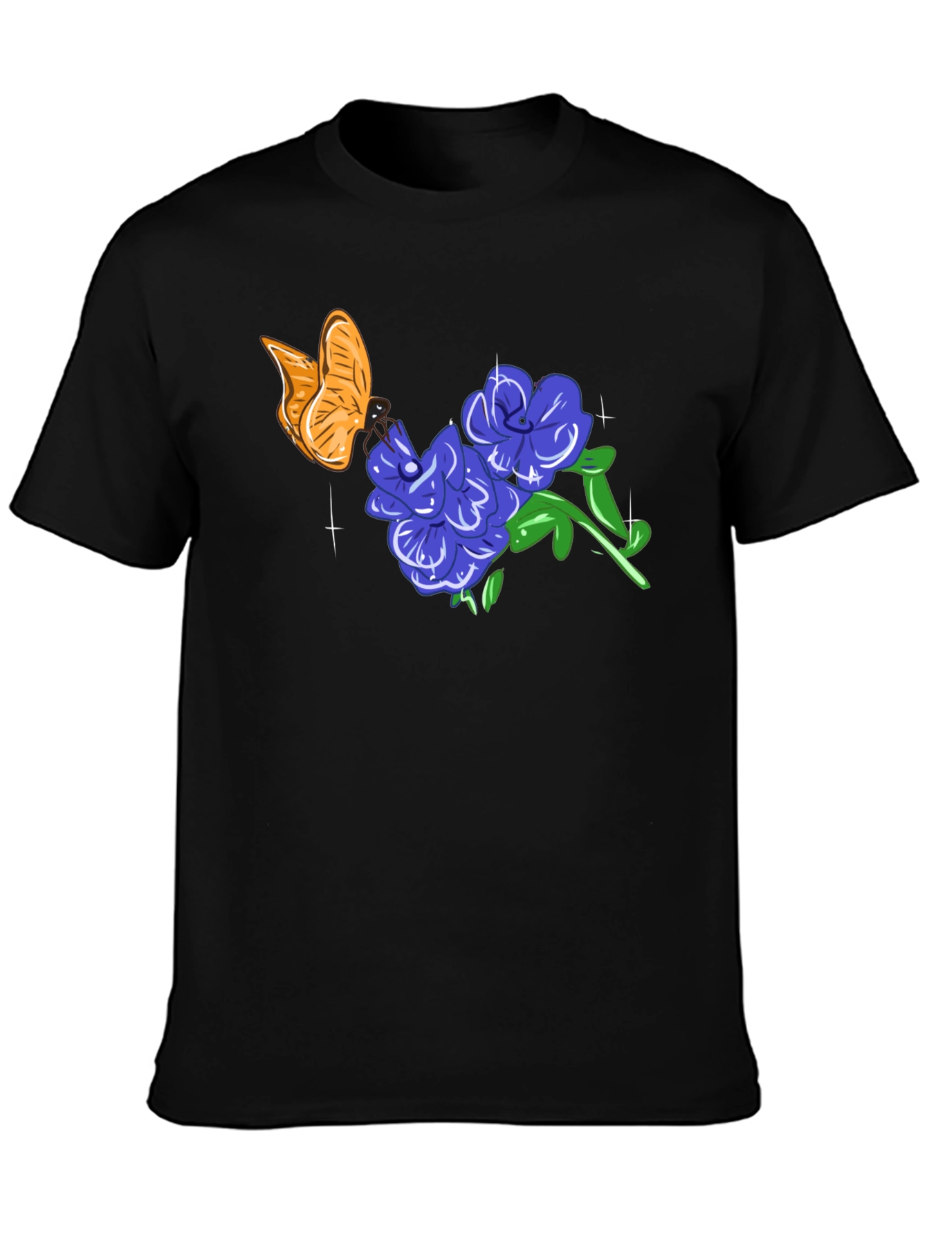 Black Butterfly & Floral Graphic T-Shirt view 3