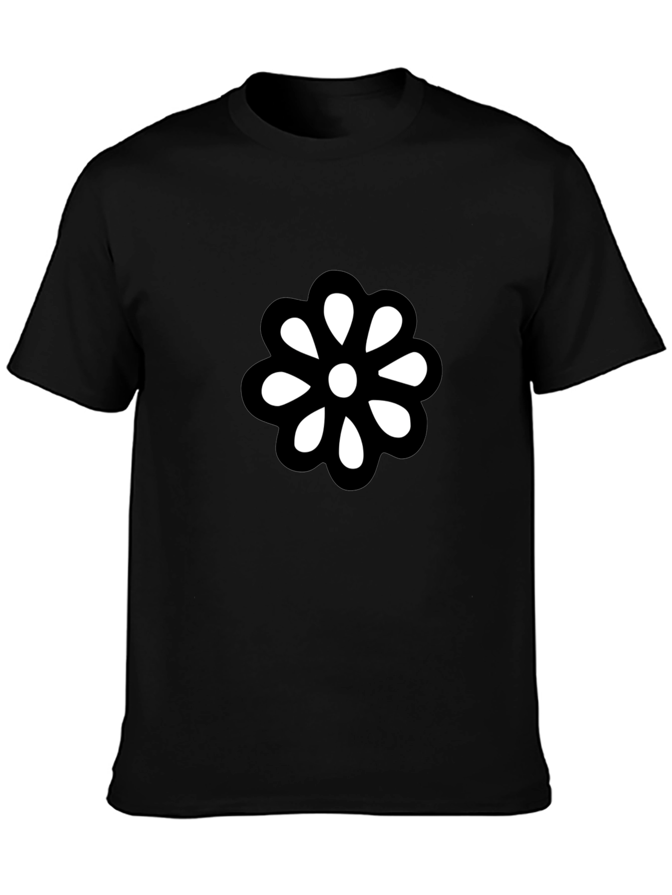 Black Black T-Shirt with Bold Flower Graphic view 3