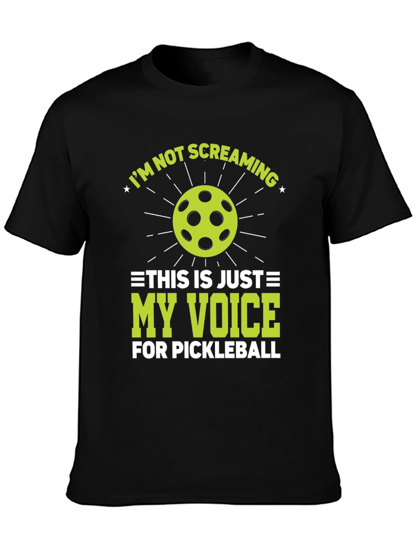 Black Pickleball Screaming Voice T-Shirt view 3