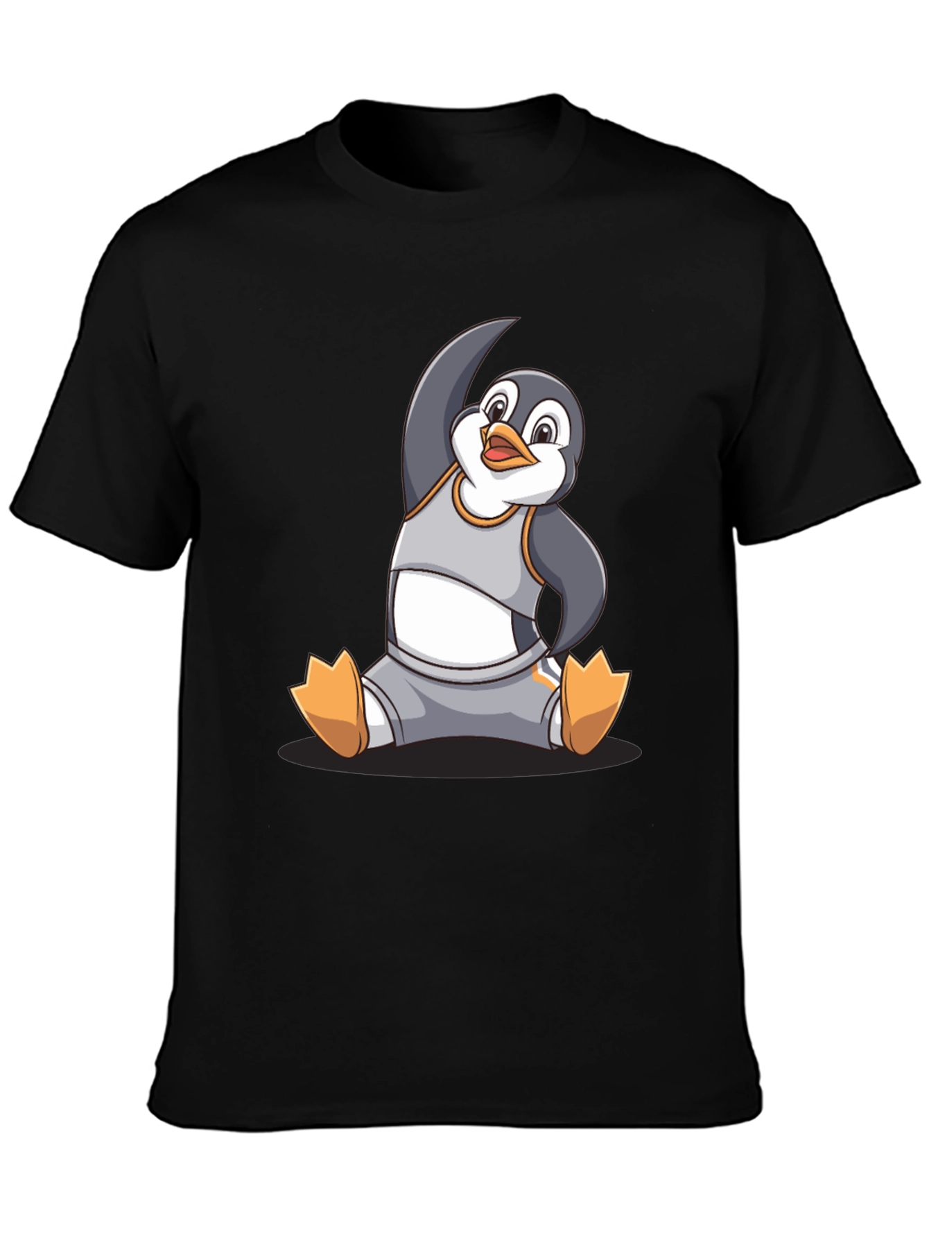Black Yoga Penguin Graphic T-Shirt - Comfy Cotton Blend view 3