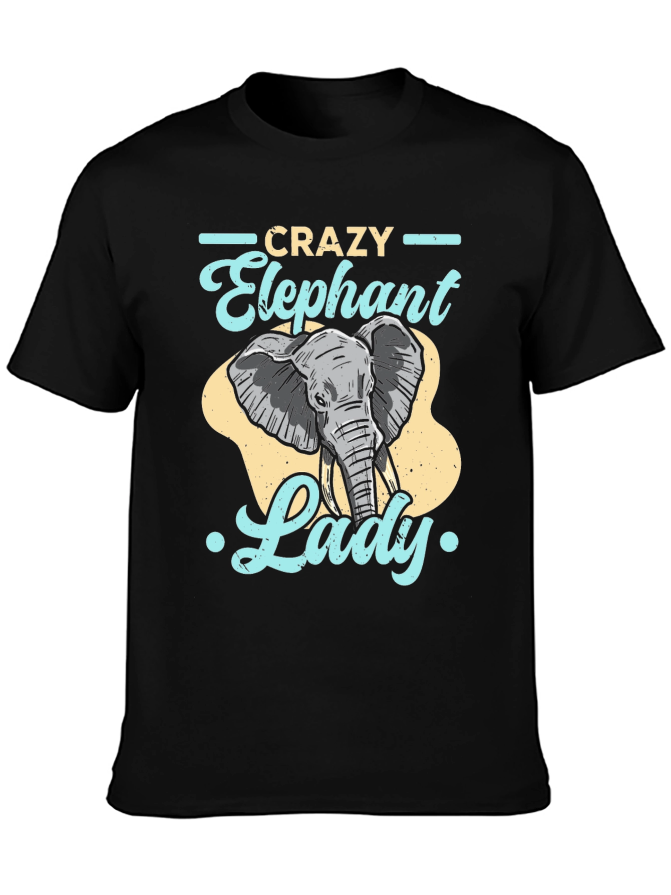Black Crazy Elephant Lady Graphic Tee - Fun Animal Lover Shirt view 3