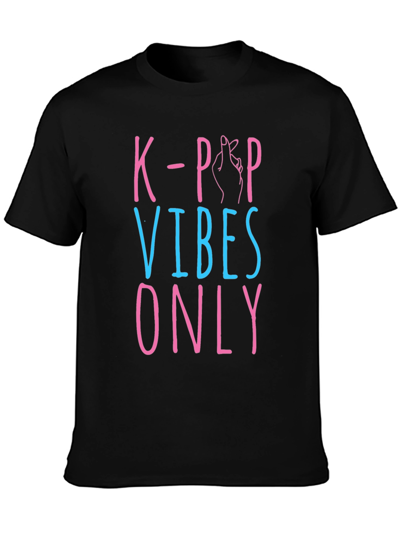 Black K-Pop Vibes Only Graphic Tee - Unisex view 3