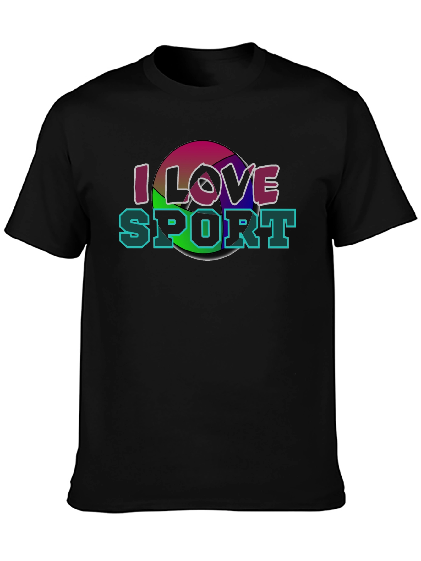 Black I Love Sport T-Shirt - Graphic Tee view 3