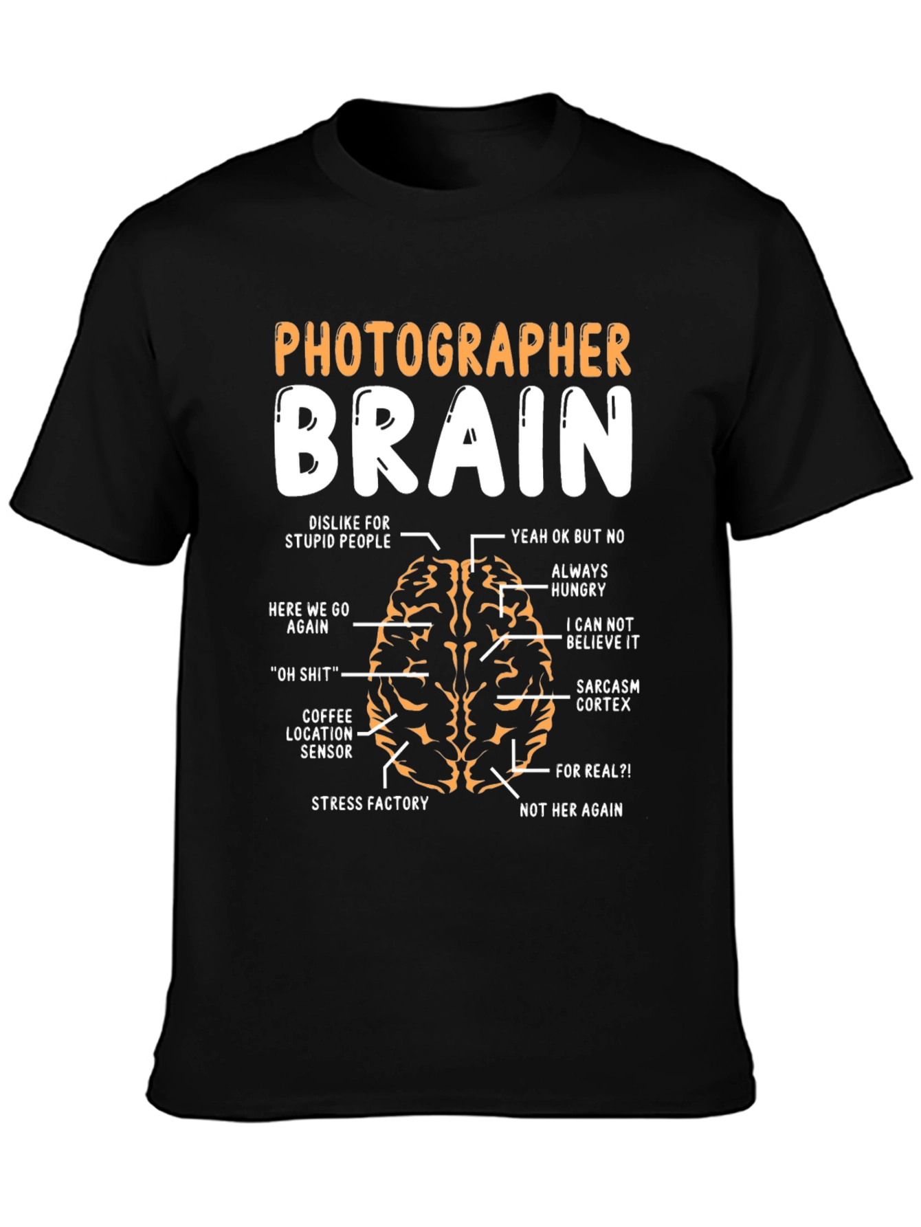 Black Photographer Brain Anatomy T-Shirt - Funny Photography Humor Tee view 3