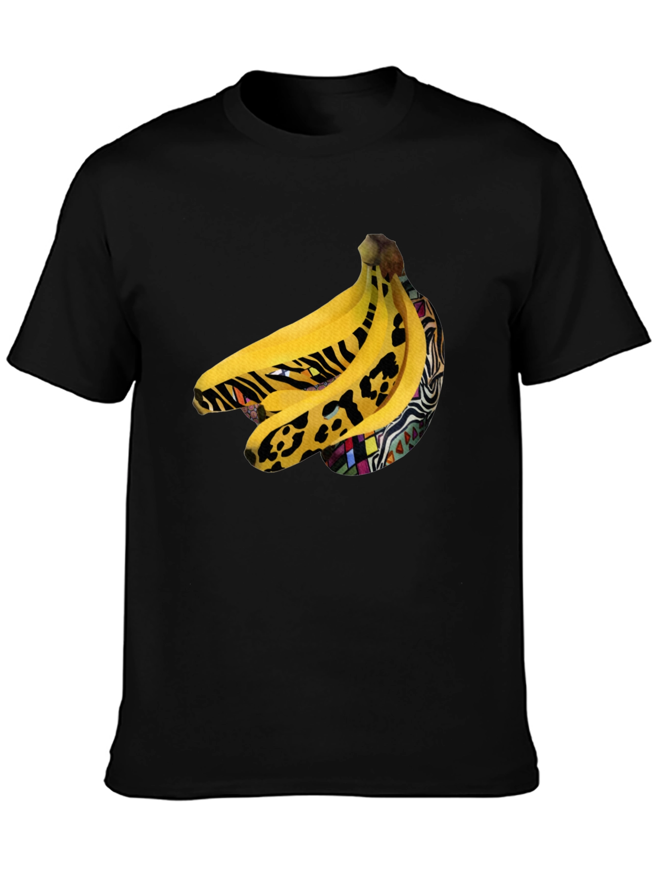 Black Funky Banana Print Black T-Shirt view 3