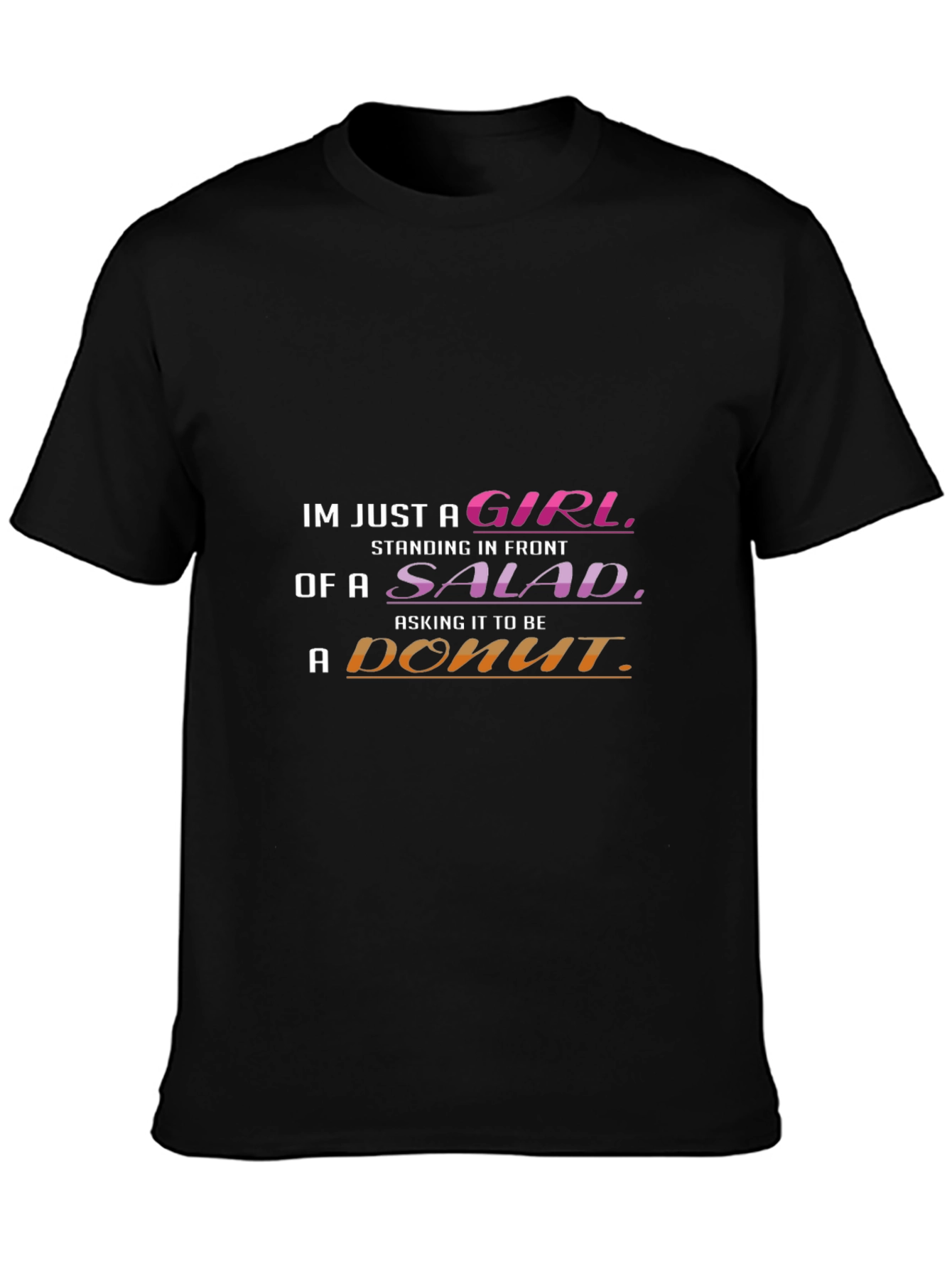 Black Funny Girl Salad Donut T-Shirt view 3