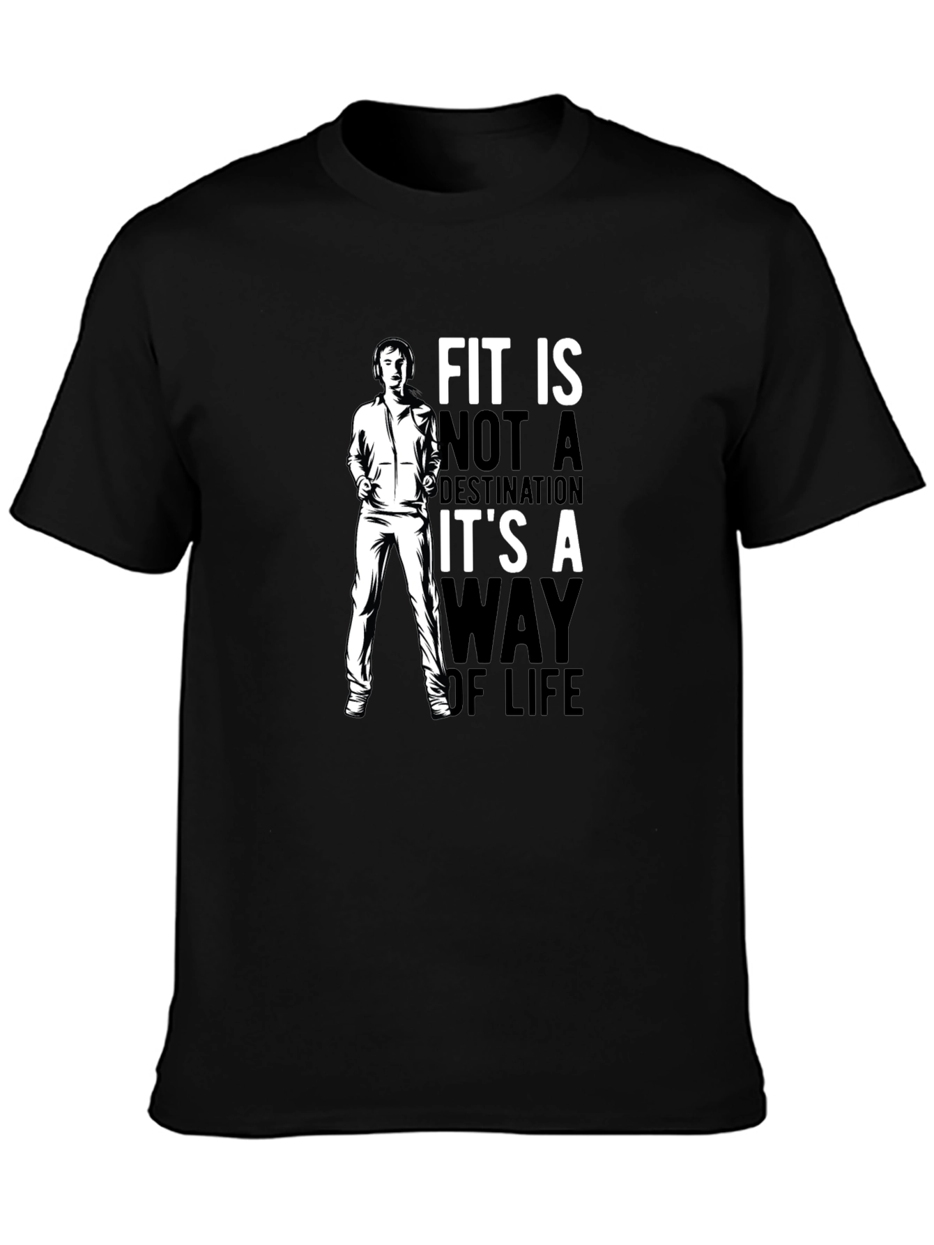 Black Fit is a Way of Life Graphic T-Shirt - Men's Black Tee view 3