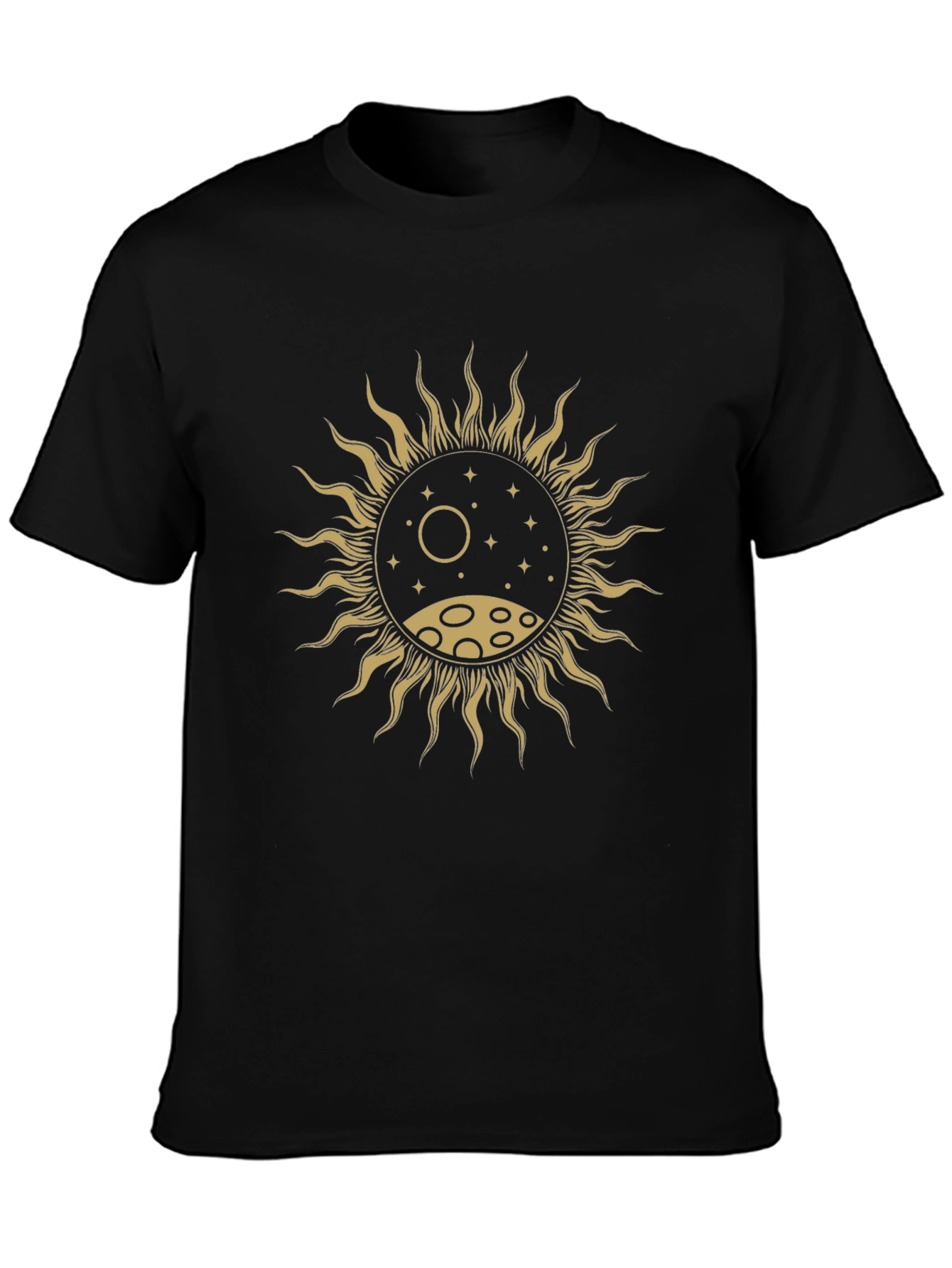 Black Sun and Moon Graphic T-Shirt - Celestial Design view 3