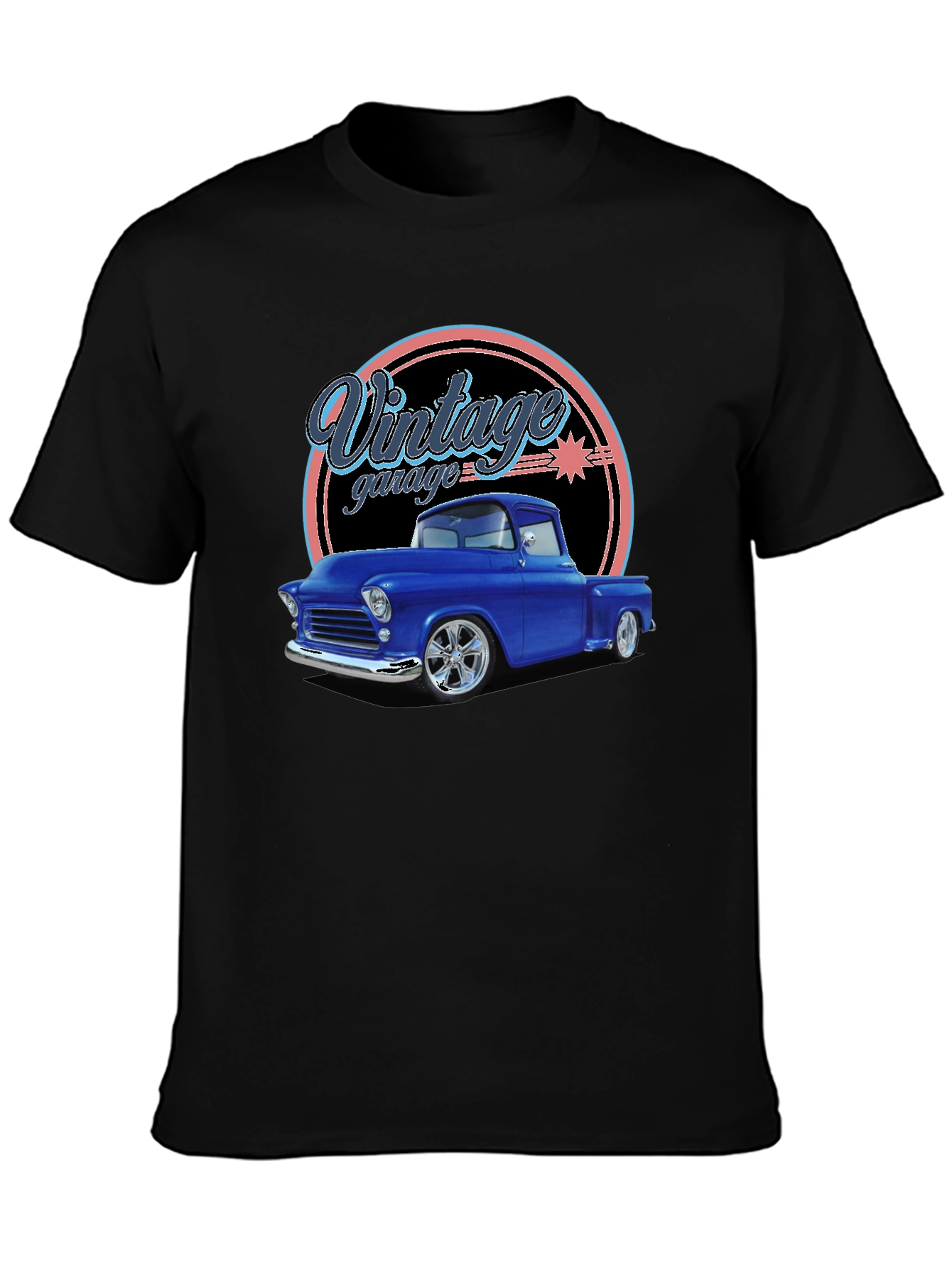Black Vintage Garage Classic Truck T-Shirt view 3