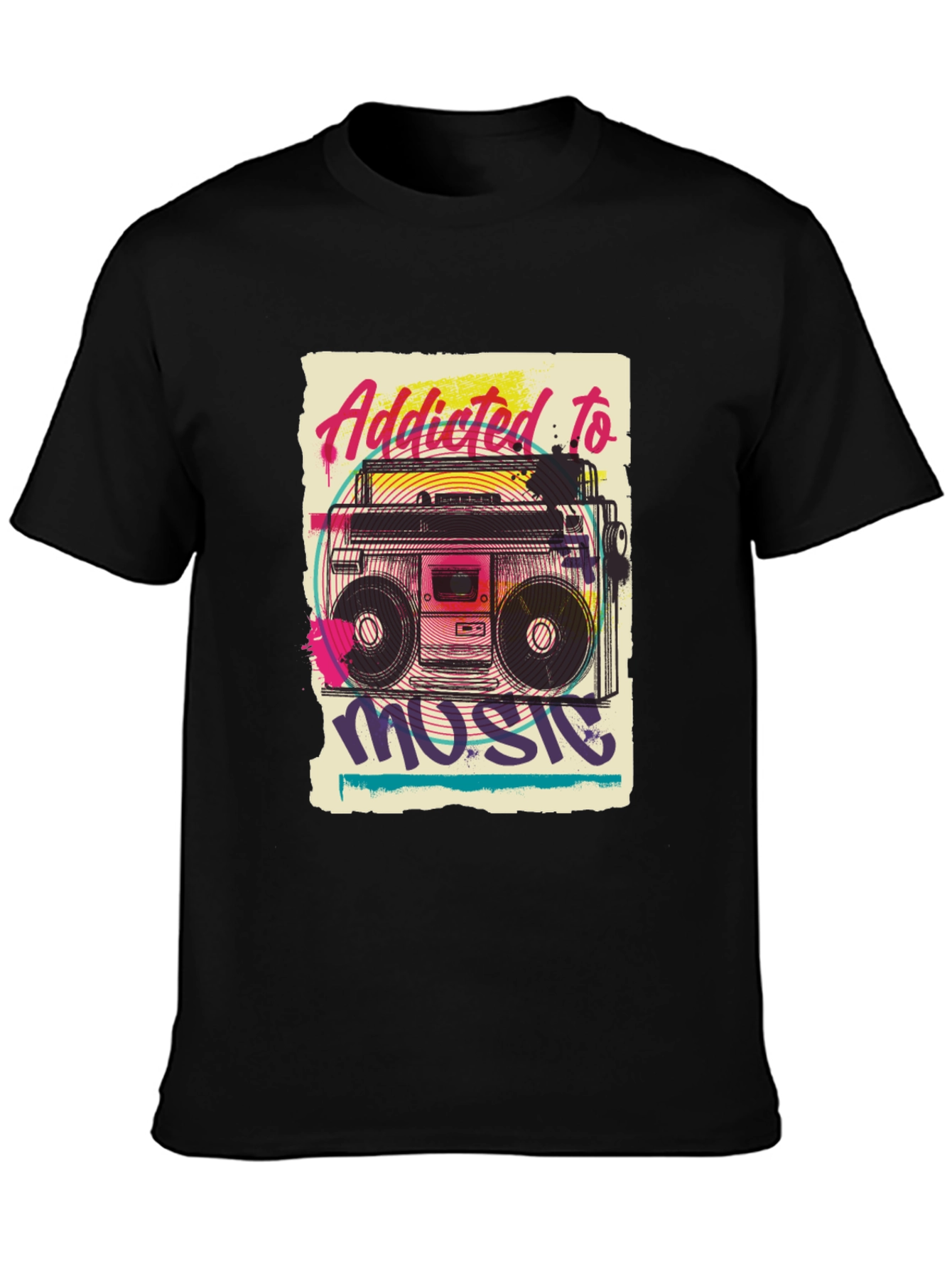 Black Addicted to Music Graphic Tee view 3