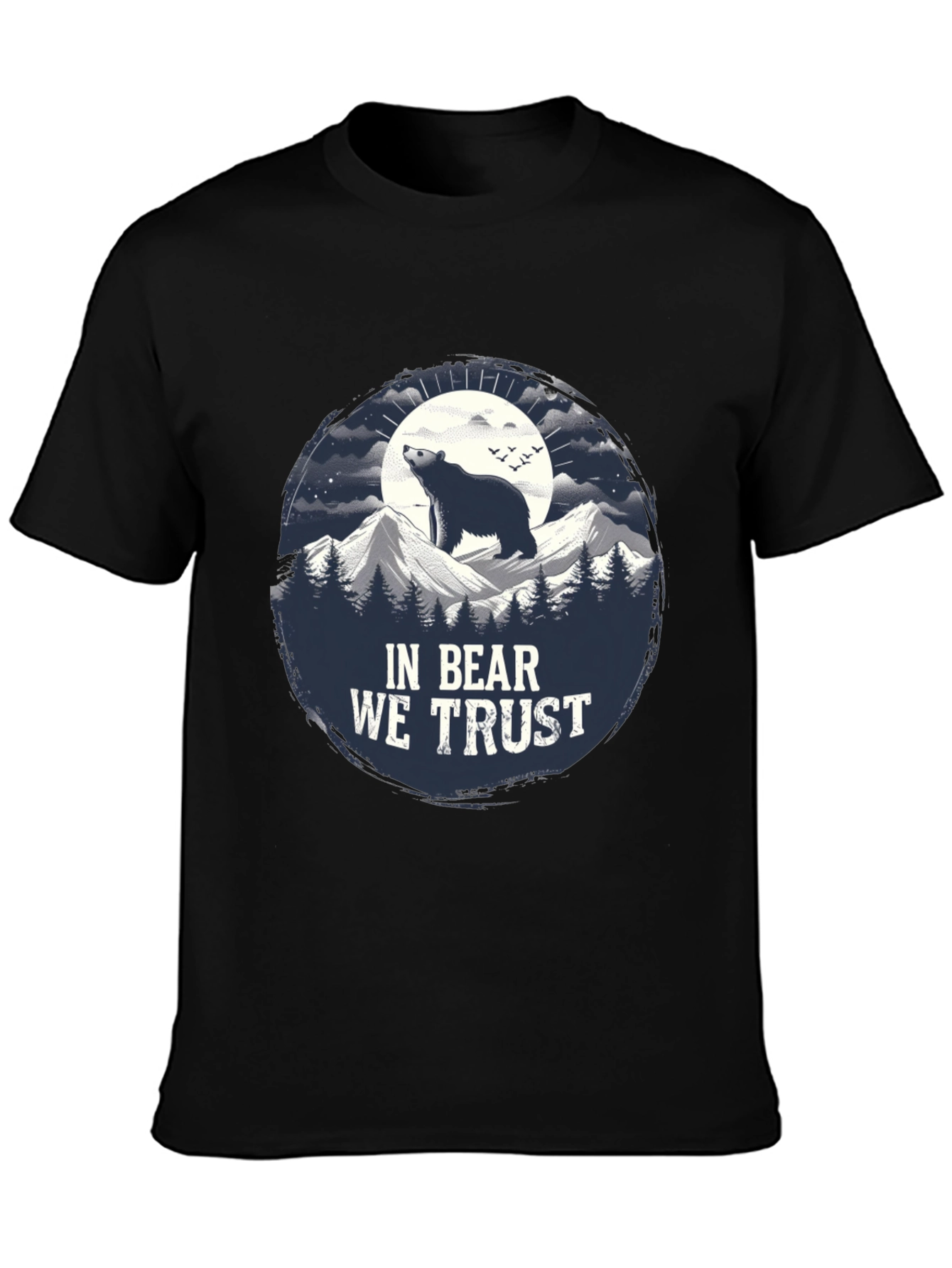 Black In Bear We Trust Graphic Tee - Black Cotton T-Shirt view 3
