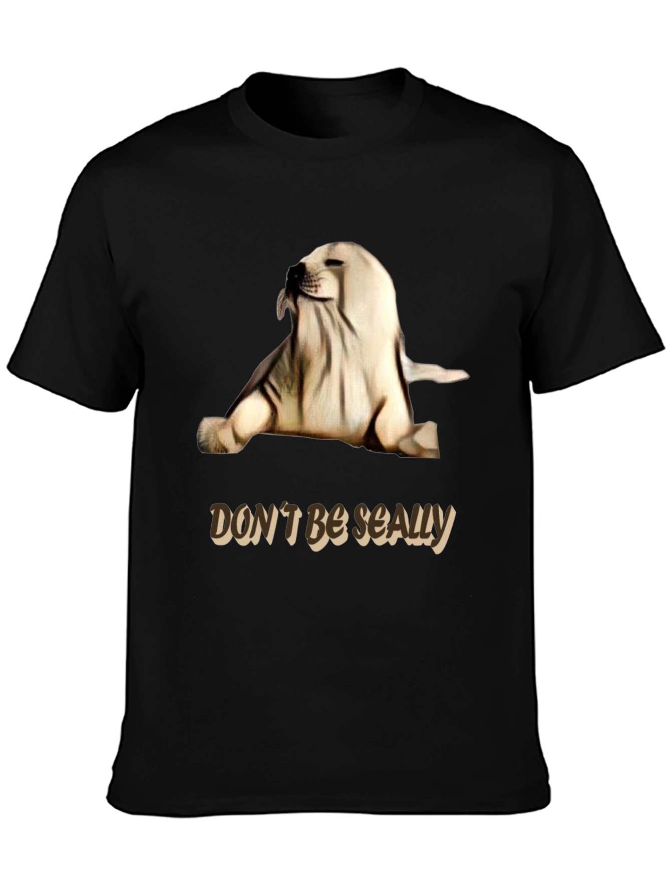 Black Don't Be Seally Graphic Tee - Funny Seal Pun Shirt view 3