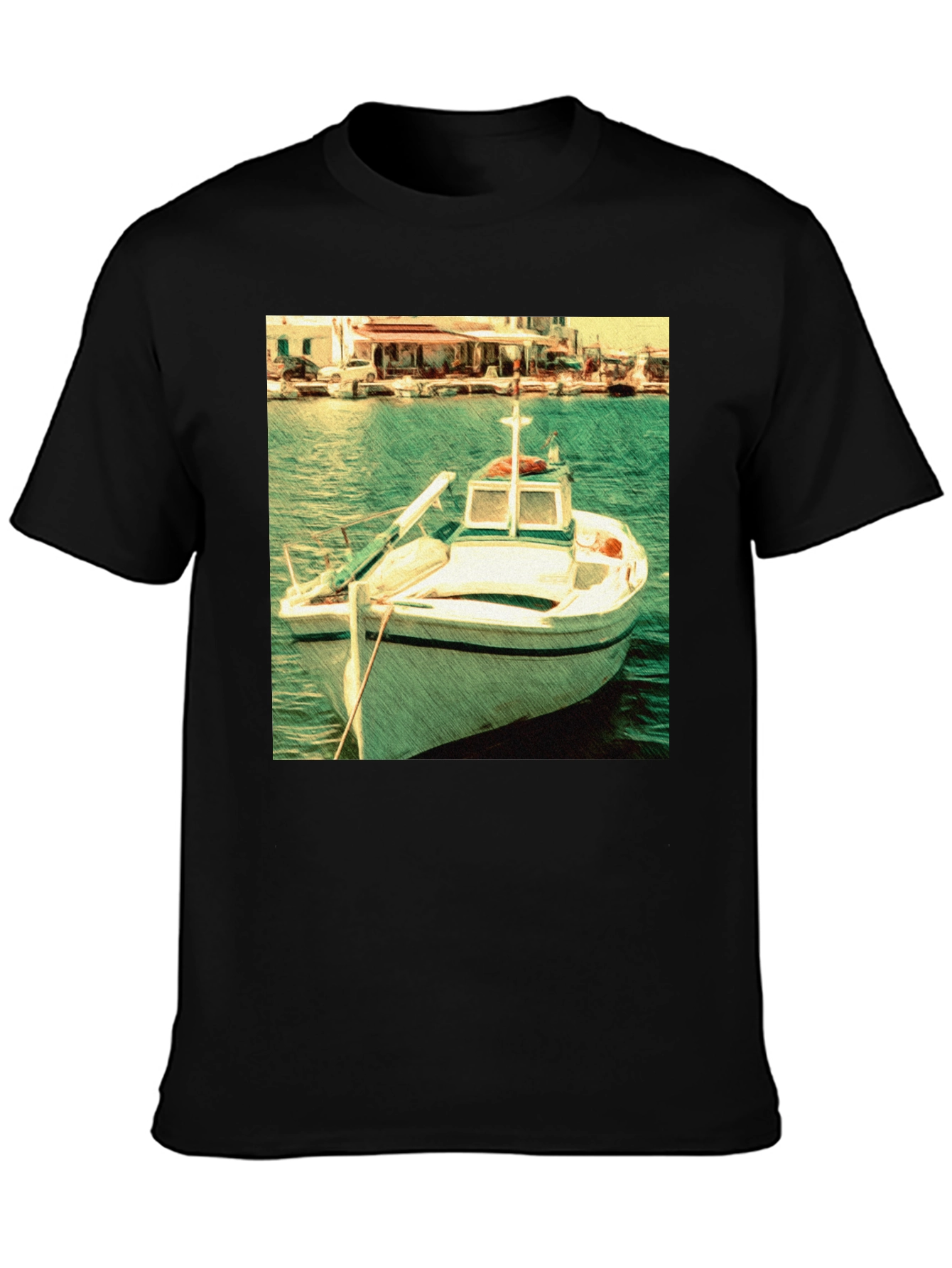 Black Boat Graphic Black T-Shirt view 3
