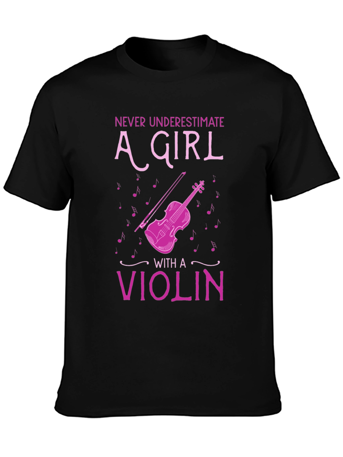 Black Never Underestimate A Girl With A Violin T-Shirt view 3