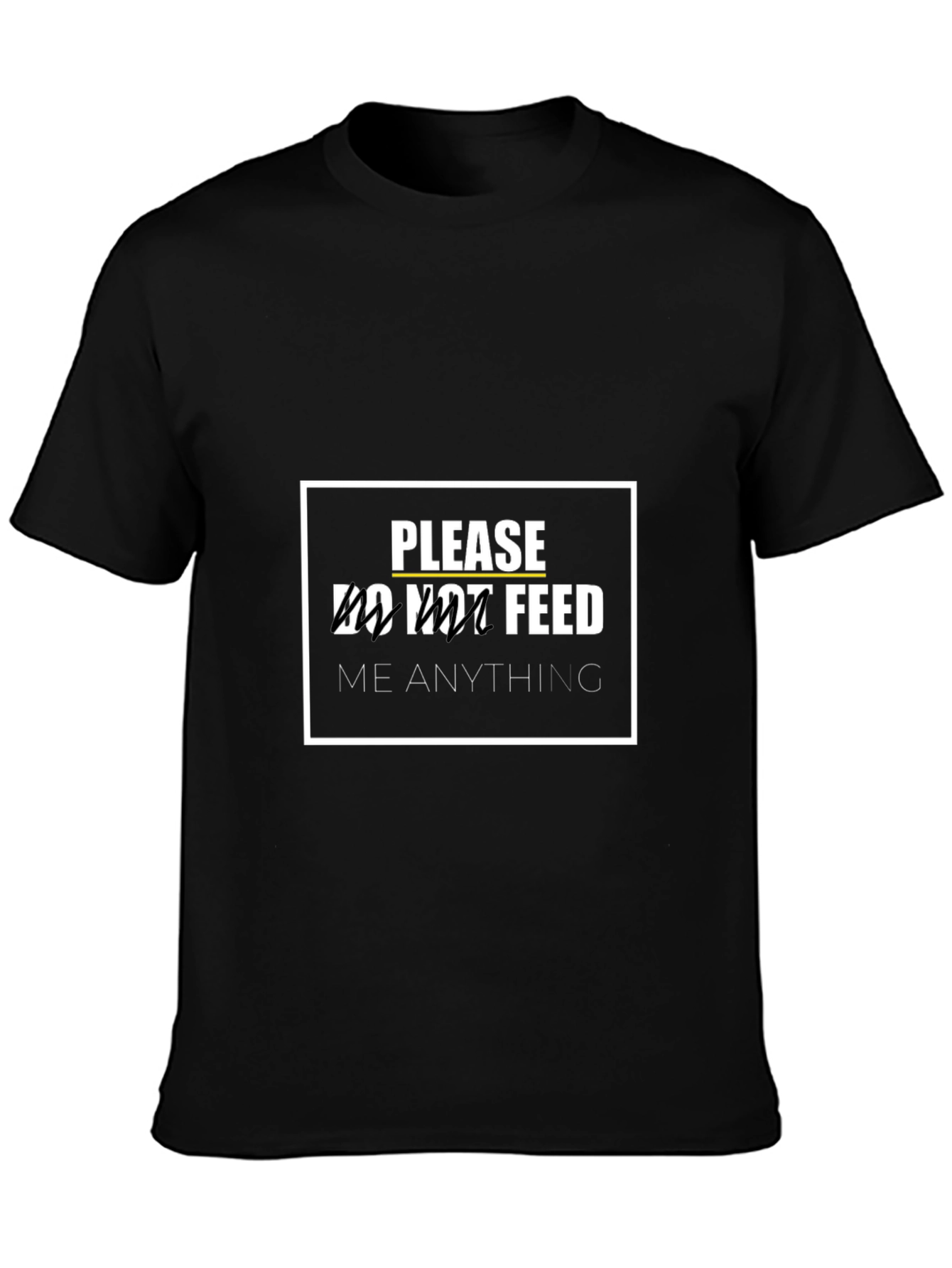 Black Funny "Do Not Feed" Graphic Tee - Black view 3