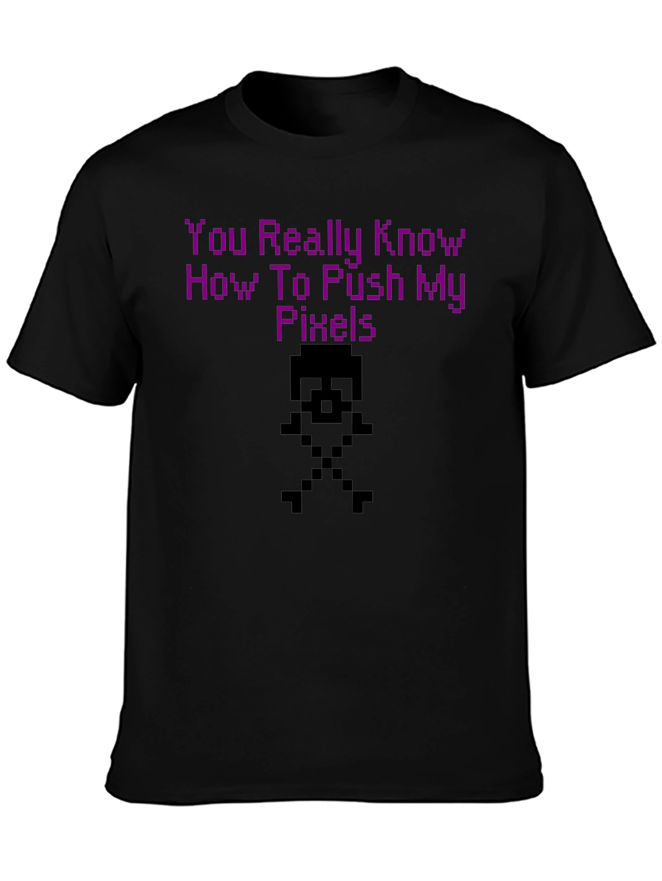 Black Pixel Push T-Shirt - Gamer Style view 3