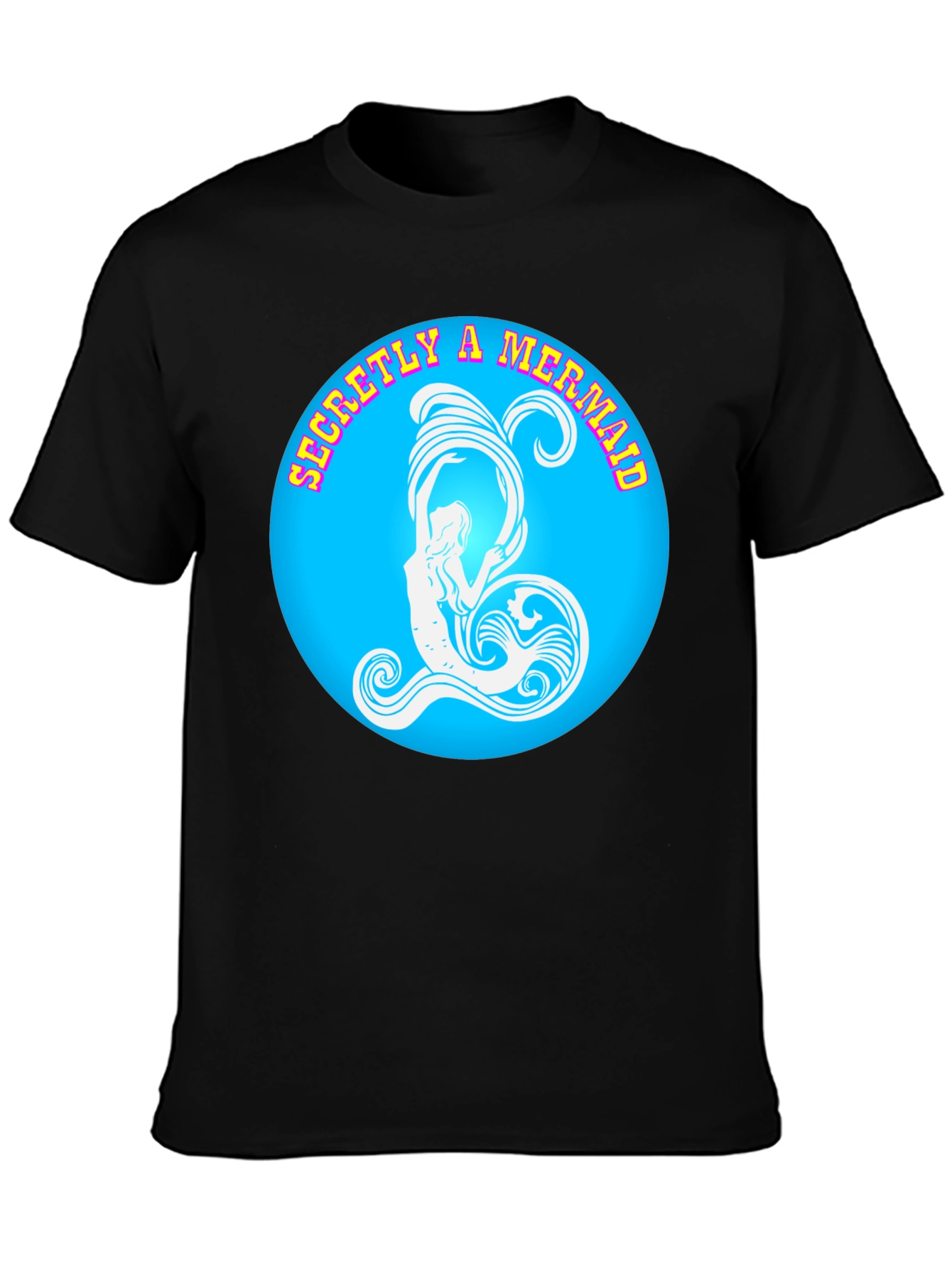 Black Secretly A Mermaid Graphic Tee - Black Cotton T-Shirt view 3