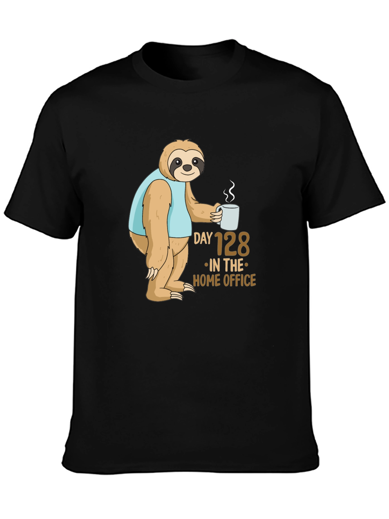 Black Sloth Day 128 Home Office T-Shirt view 3