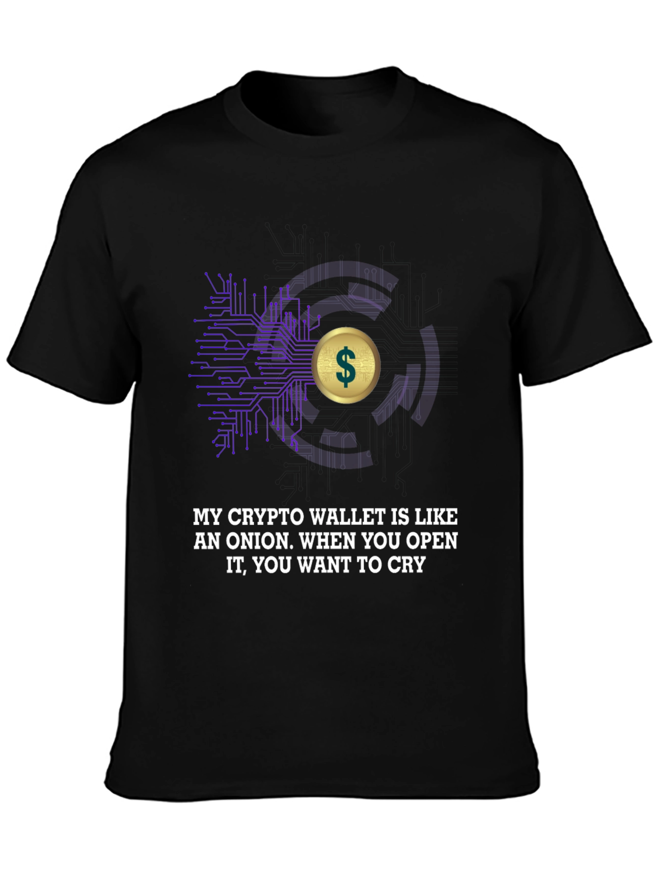 Black Crypto Wallet Onion T-Shirt view 3