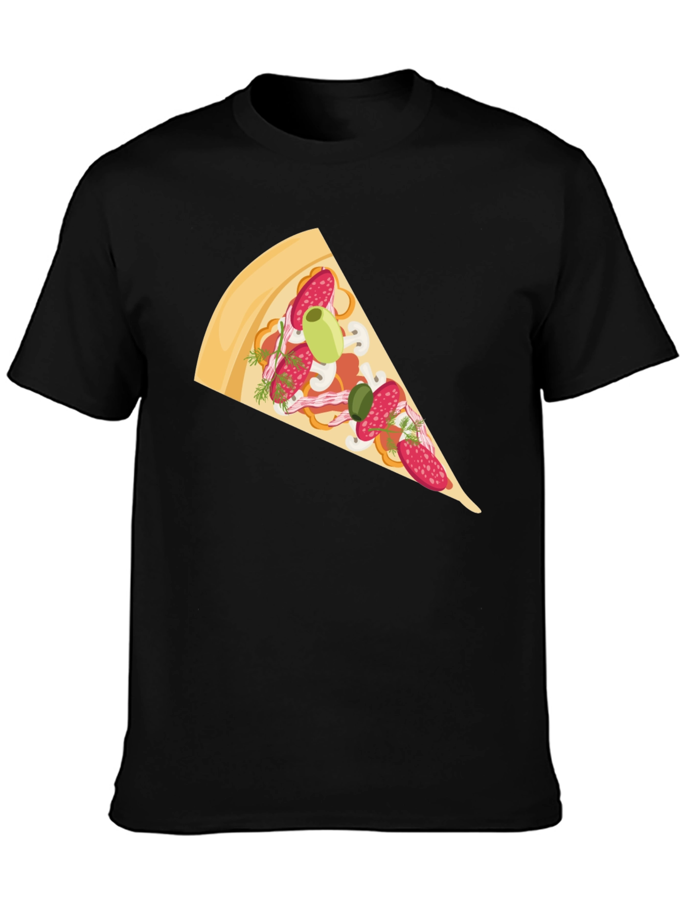 Black Pizza Slice Graphic Tee - Casual Black T-Shirt view 3