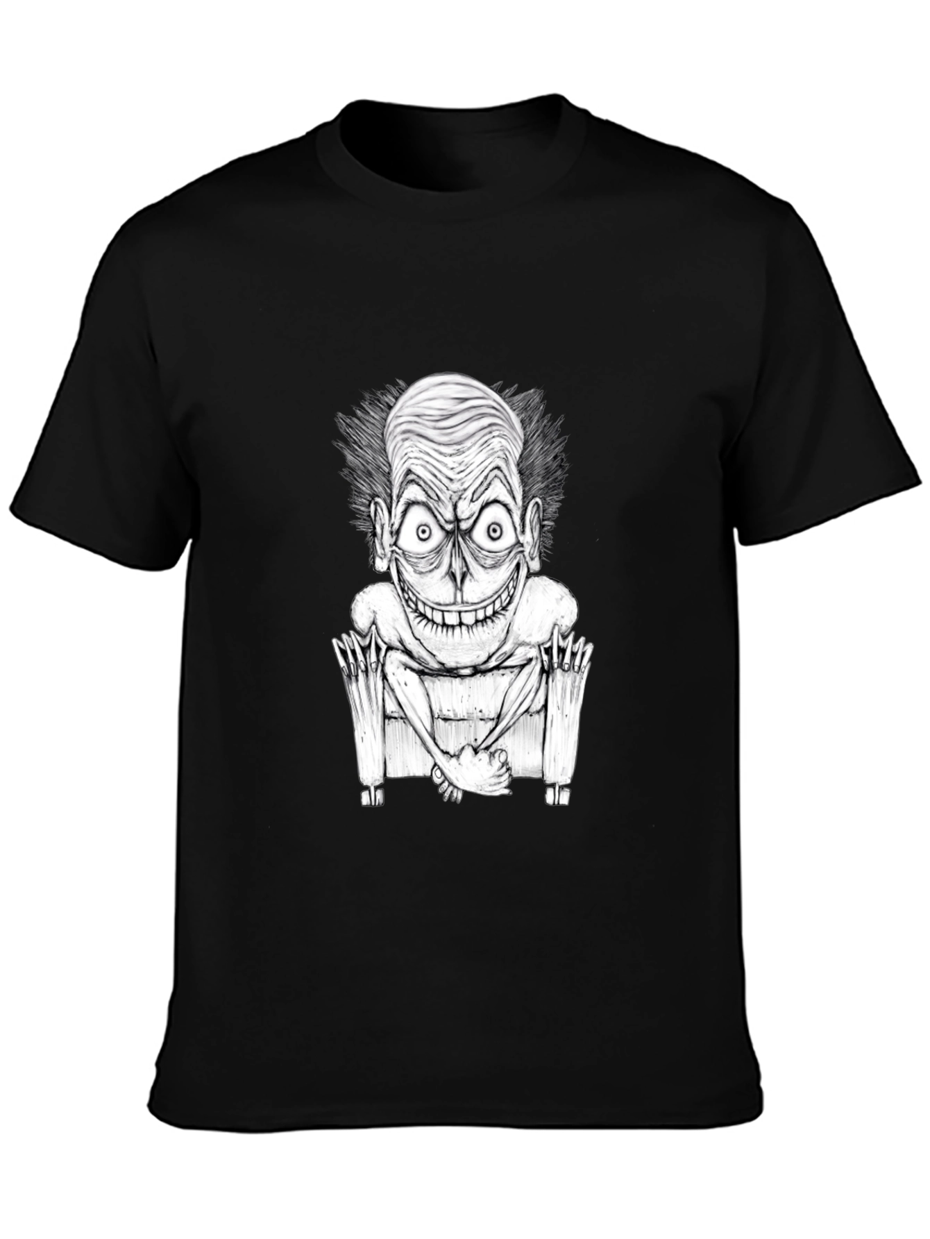 Black Creepy Cartoon Graphic Tee - Black view 3