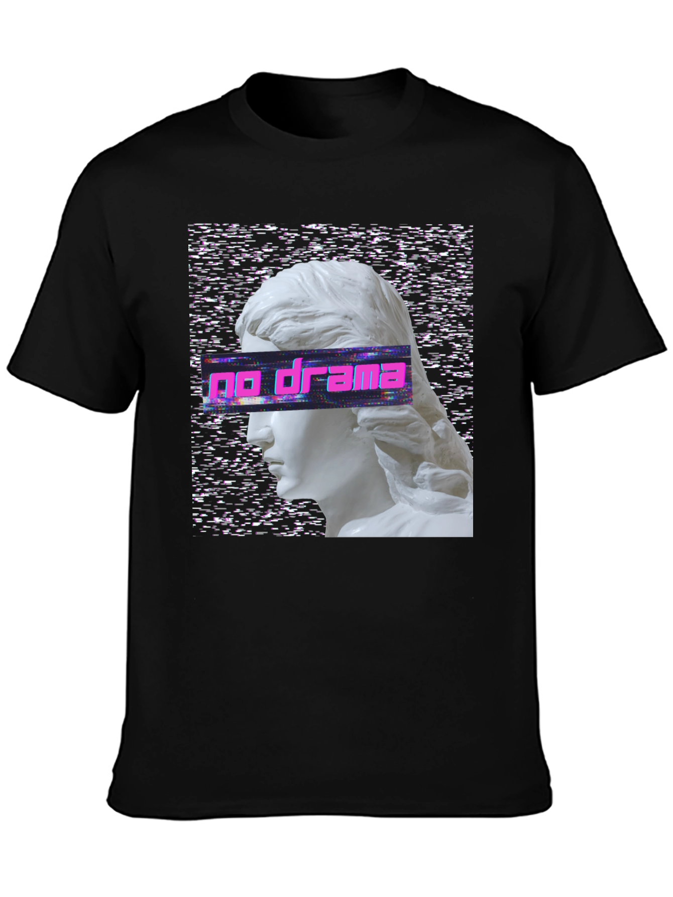 Black No Drama Vaporwave T-Shirt view 3