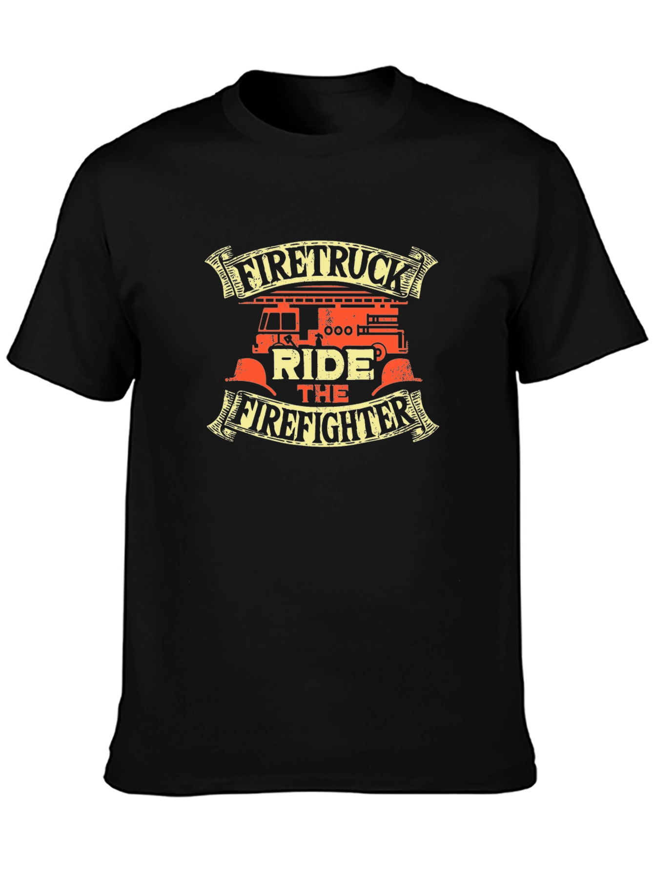 Black Firetruck Ride T-Shirt - Firefighter Tee view 3