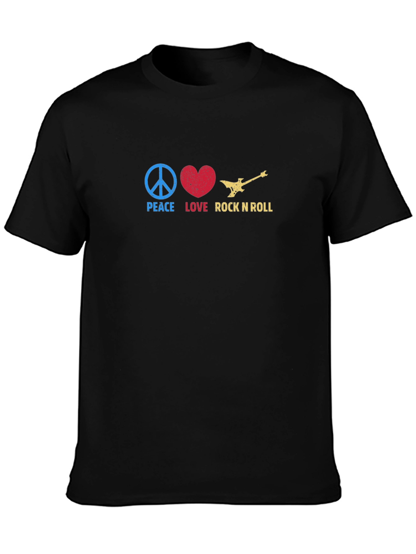 Black Peace Love Rock N Roll Graphic Tee - Black view 3