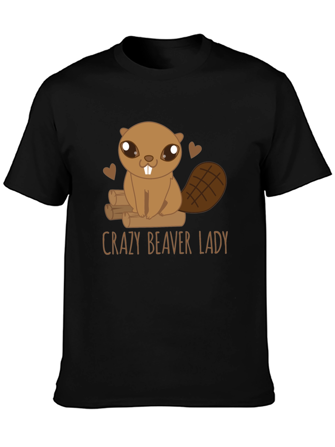 Black Crazy Beaver Lady Graphic Tee view 3