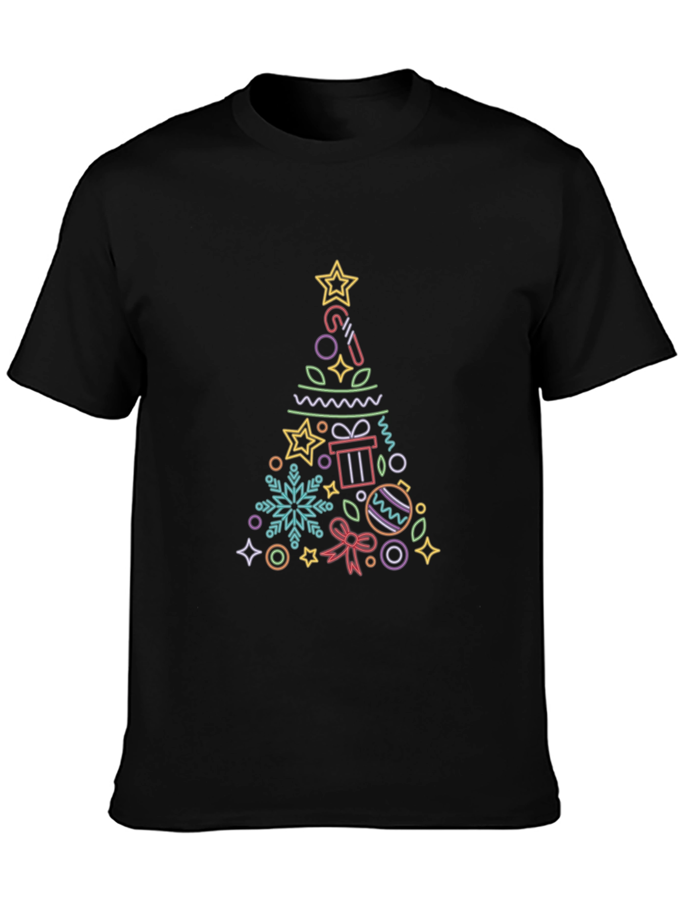 Black Festive Christmas Tree Graphic Tee - Holiday Style view 3