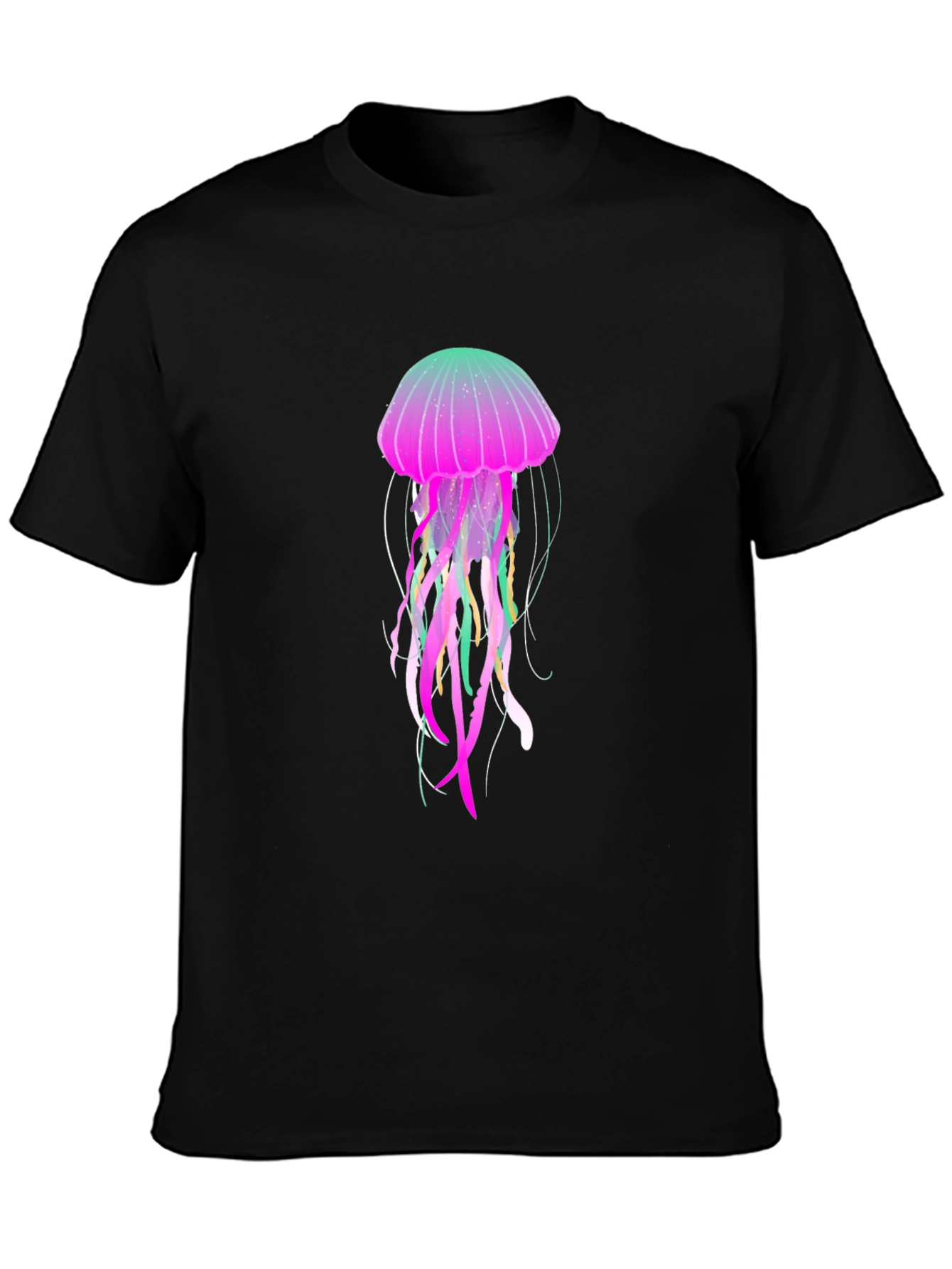 Black Neon Jellyfish Graphic Black T-Shirt view 3