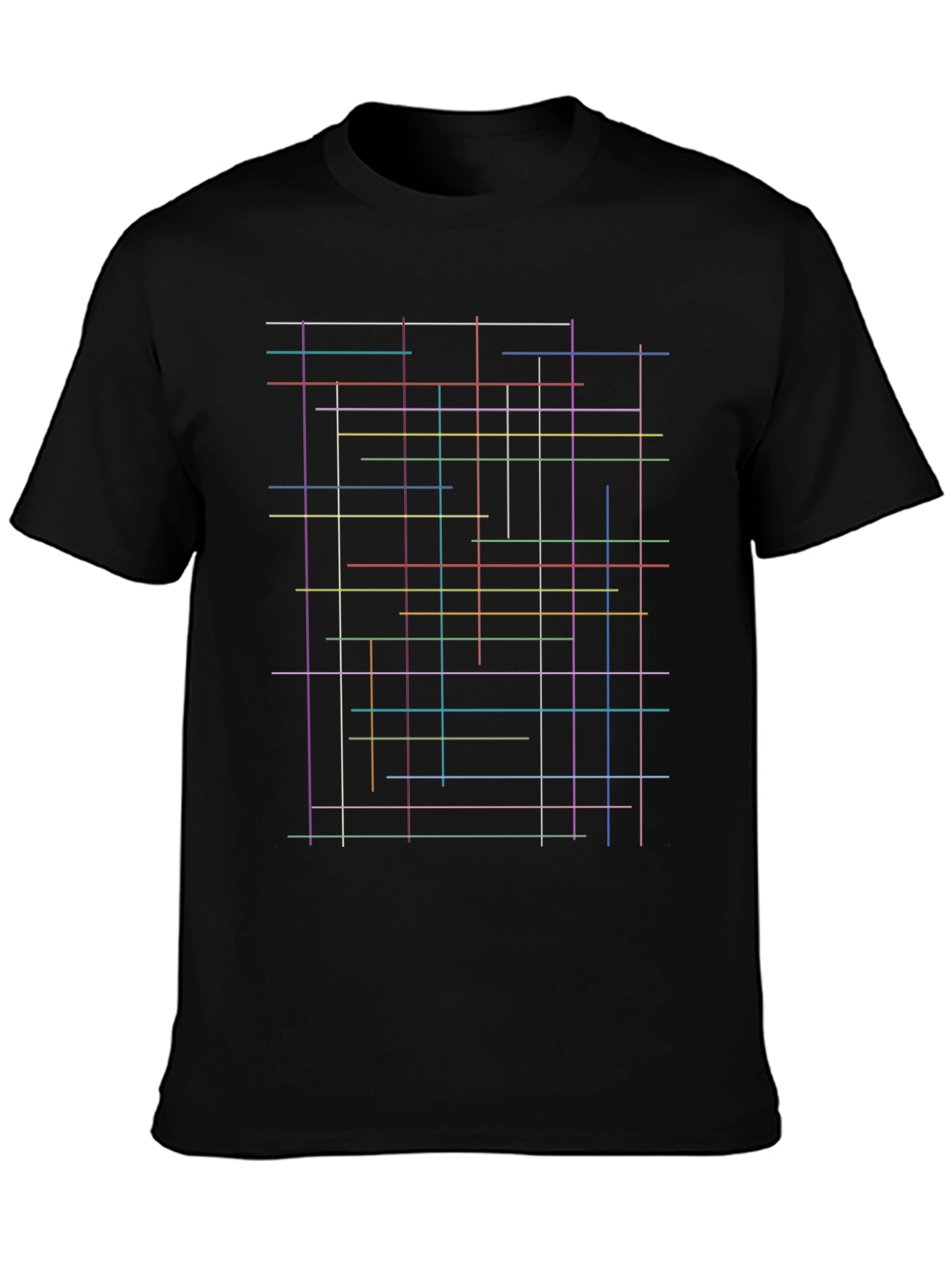 Black Abstract Line Art T-Shirt - Modern Graphic Tee view 3