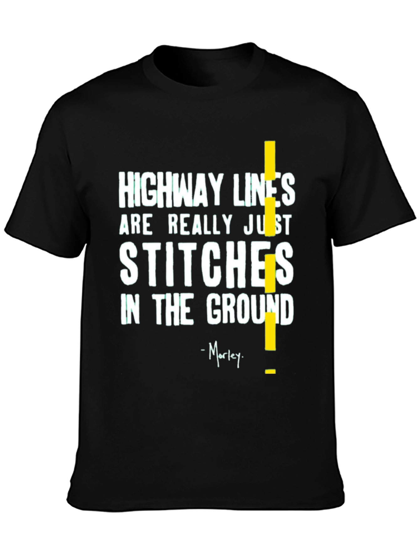 Black Highway Lines T-Shirt - Stitches in the Ground Tee view 3