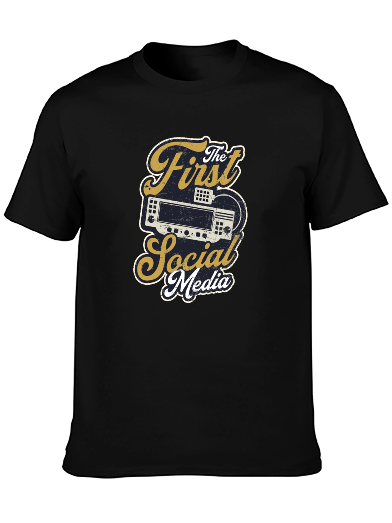 Black The First Social Media T-Shirt - Ham Radio Operator Tee view 3