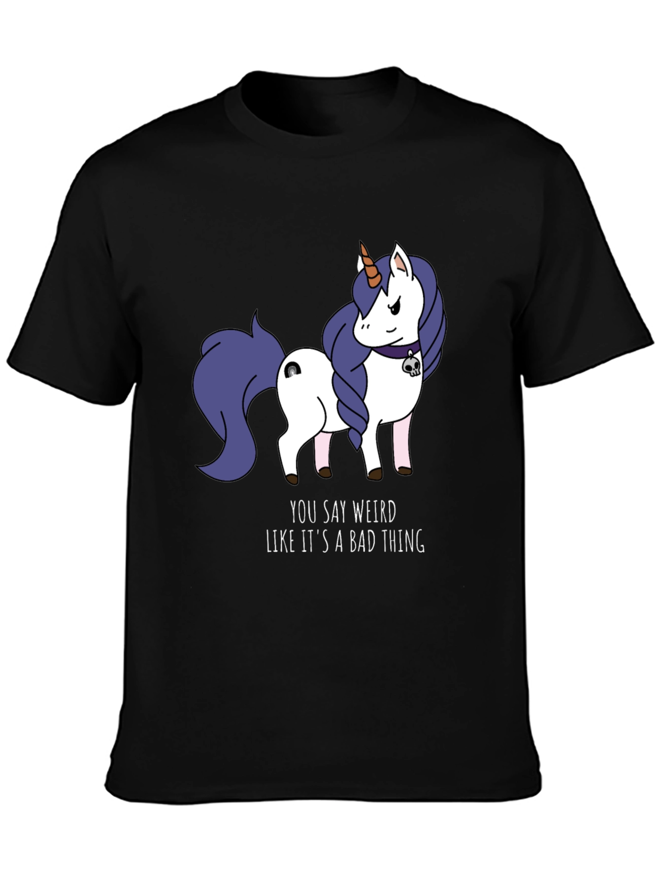 Black Weird Unicorn T-Shirt - Funny Graphic Tee for Men view 3