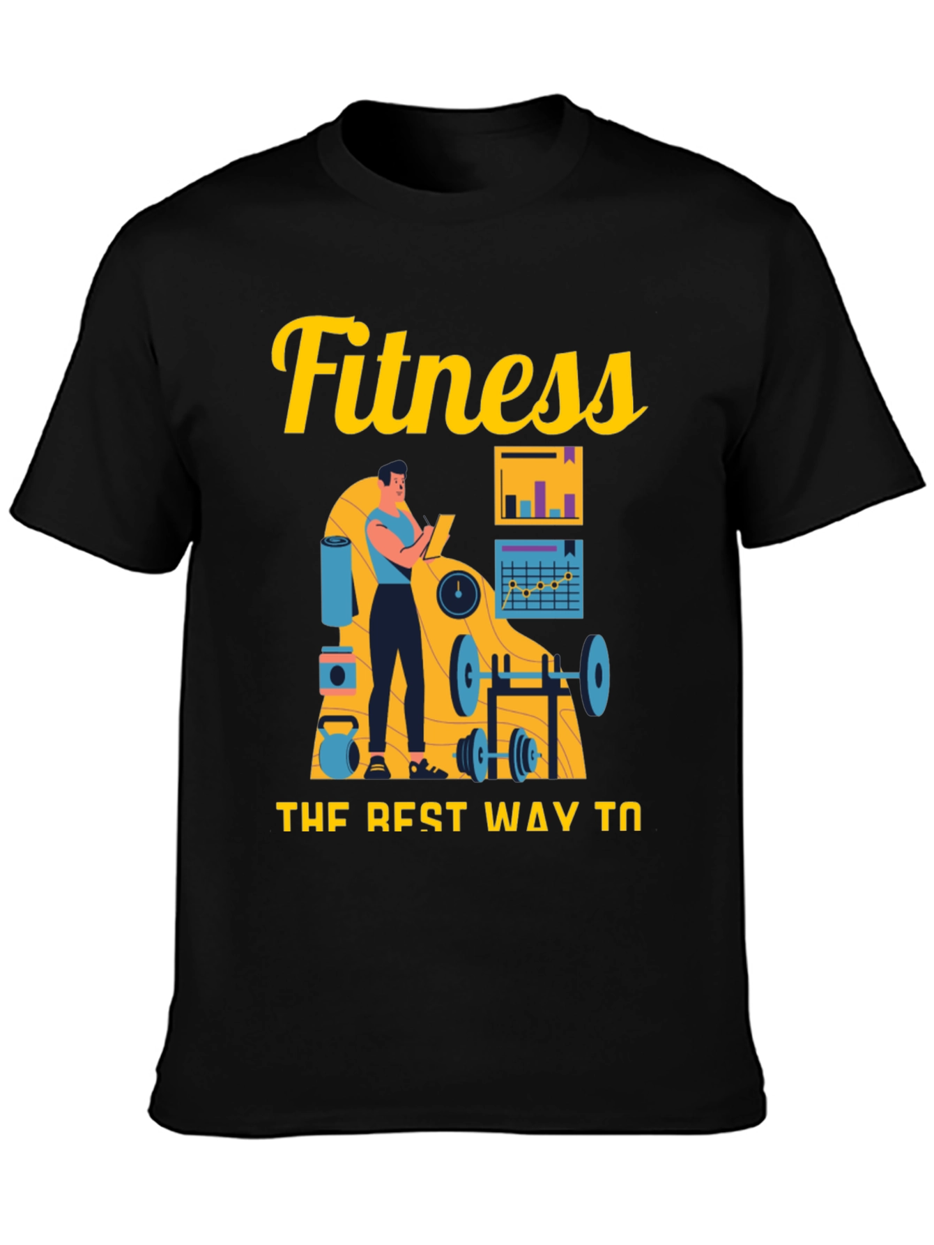 Black Fitness Workout Graphic Tee view 3