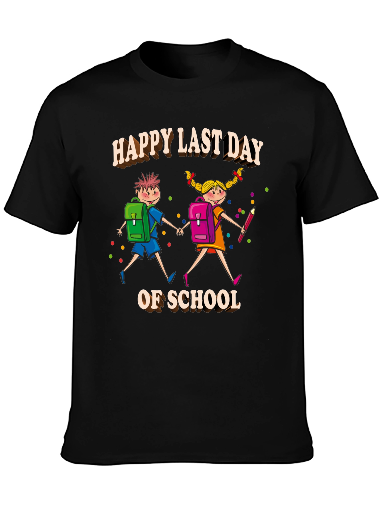 Black Happy Last Day of School T-Shirt view 3