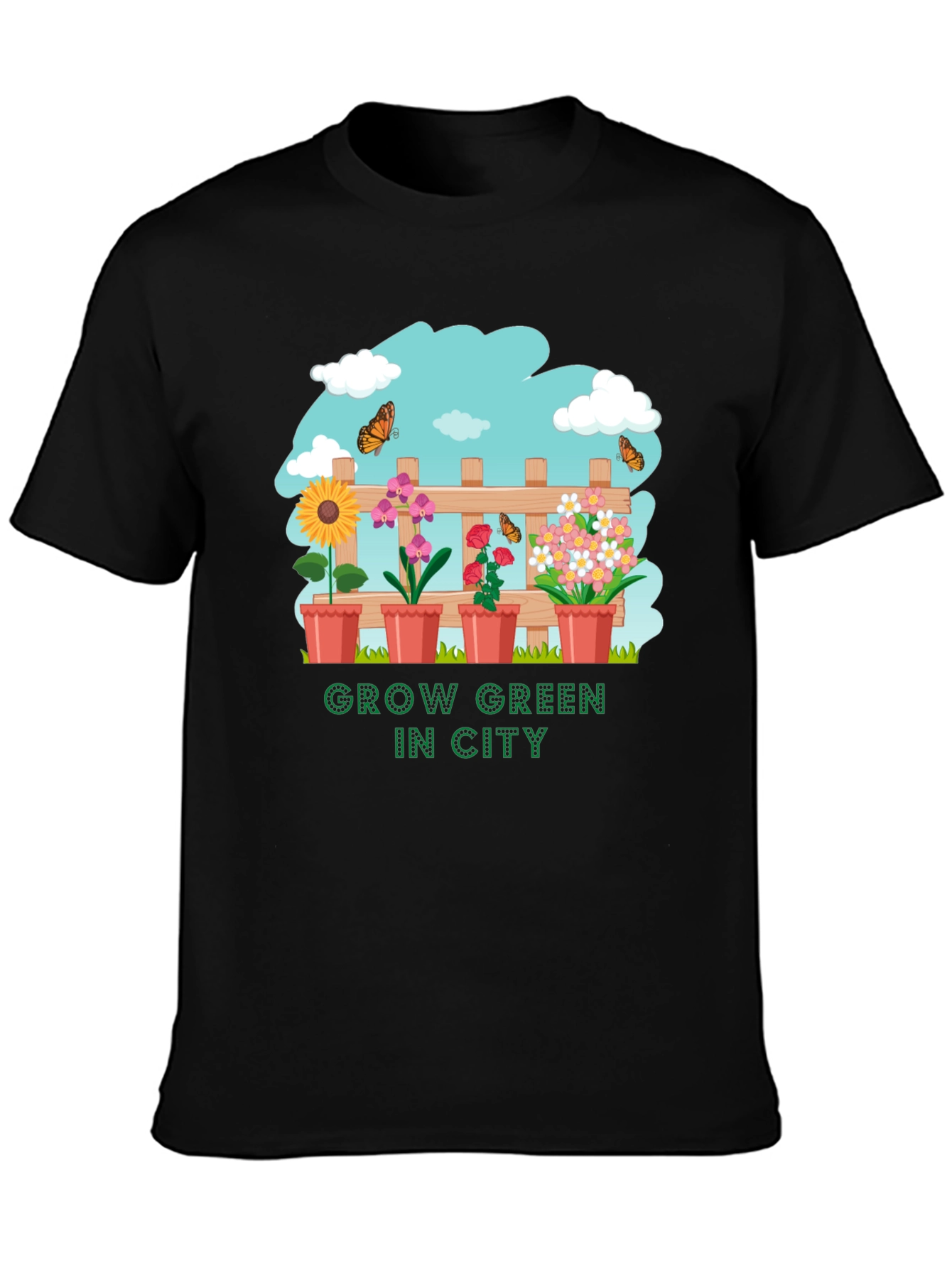 Black Grow Green in City Graphic T-Shirt view 3