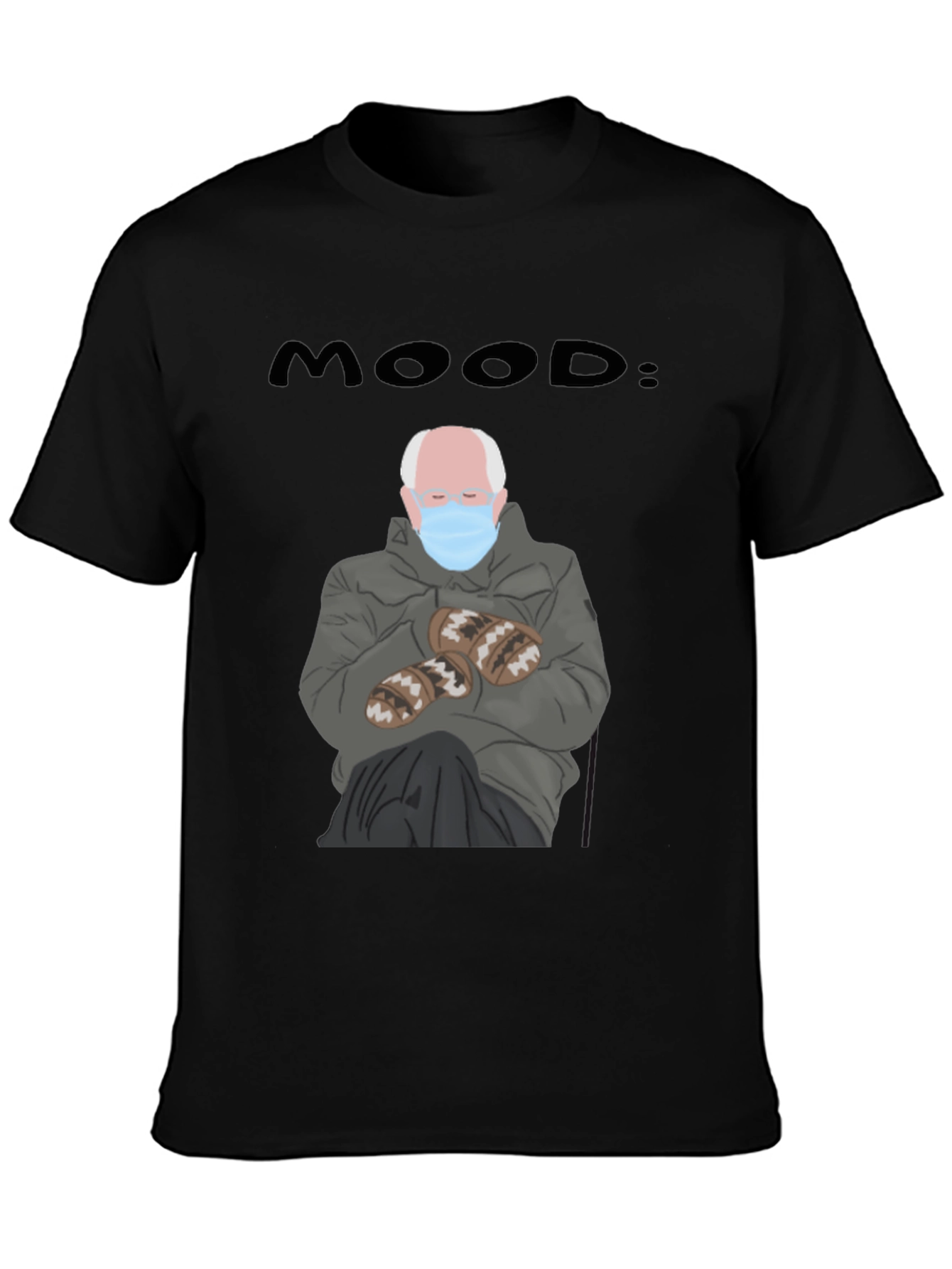 Black Mood: Bernie Meme Graphic T-Shirt view 3