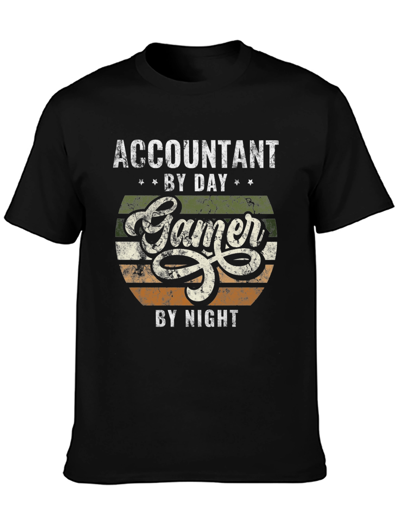 Black Accountant by Day Gamer by Night Graphic T-Shirt view 3