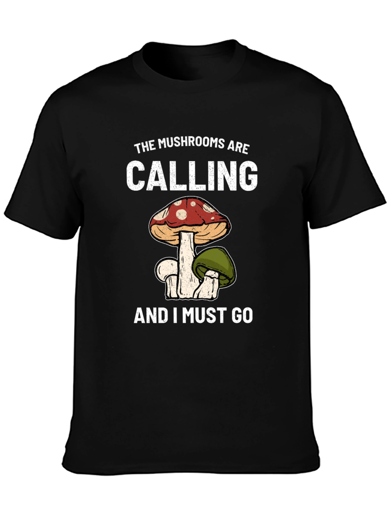 Black Mushroom Calling T-Shirt view 3