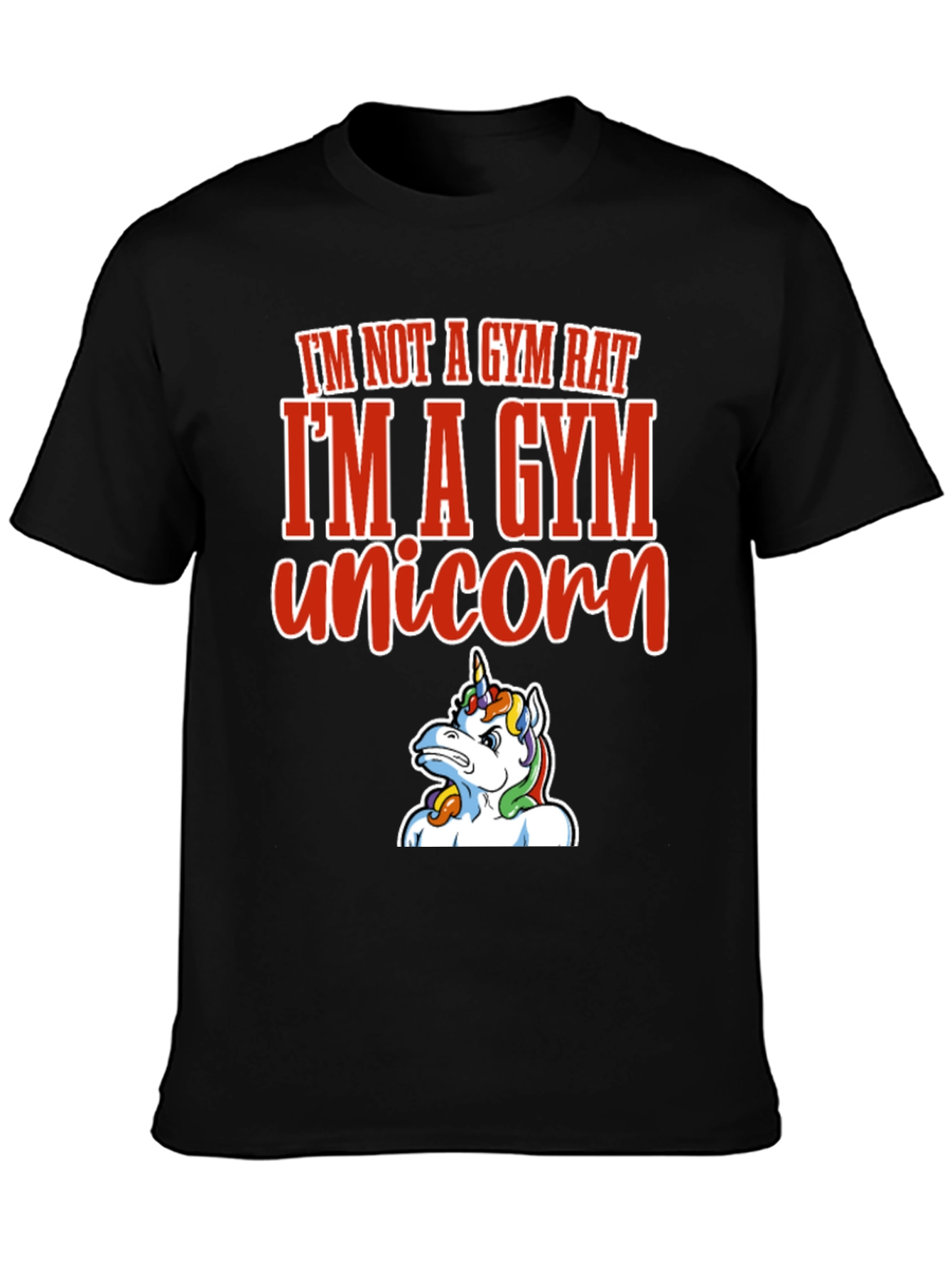 Black Gym Unicorn Graphic Tee - Funny Workout Shirt view 3