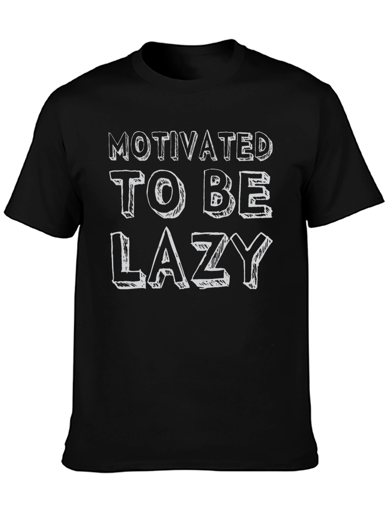 Black Motivated To Be Lazy Graphic T-Shirt view 3