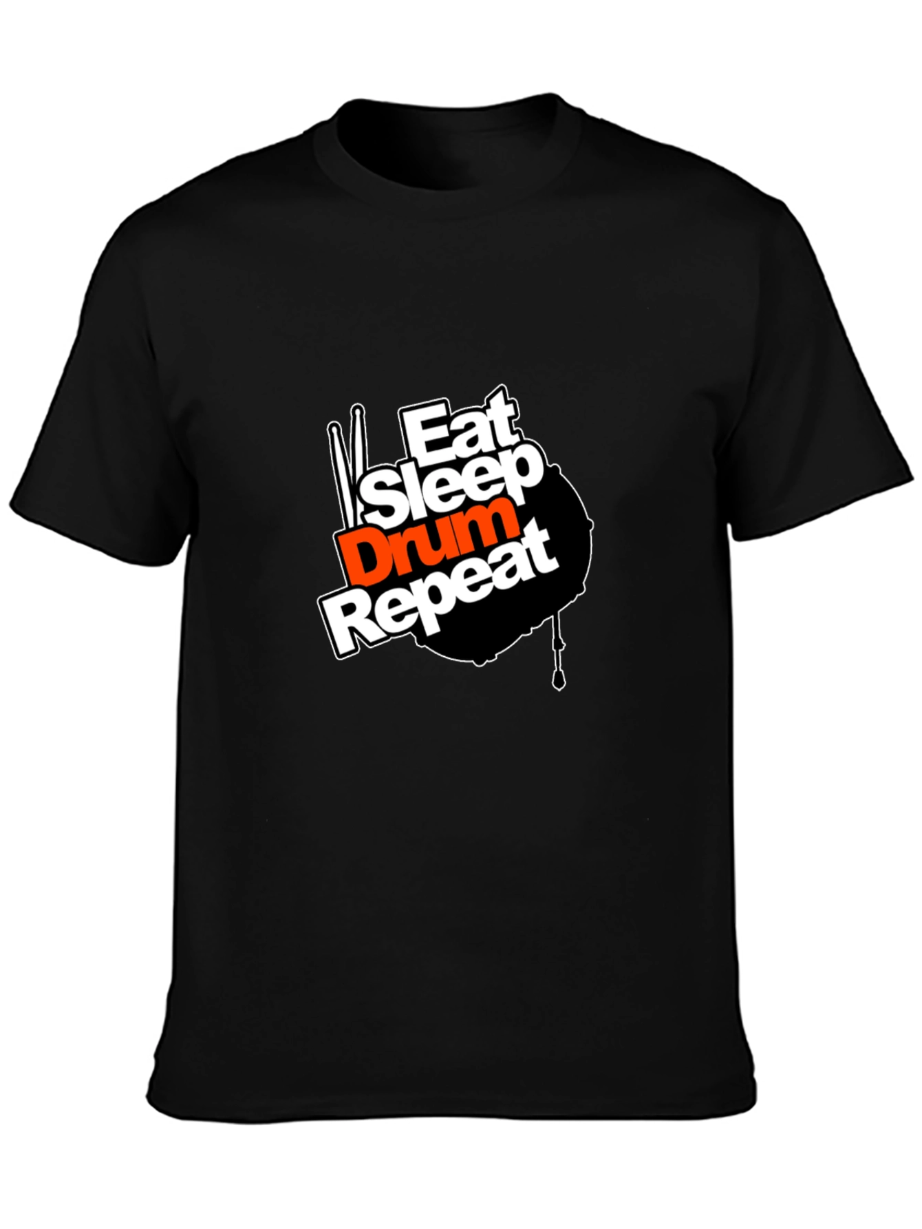 Black Eat Sleep Drum Repeat Graphic T-Shirt view 3