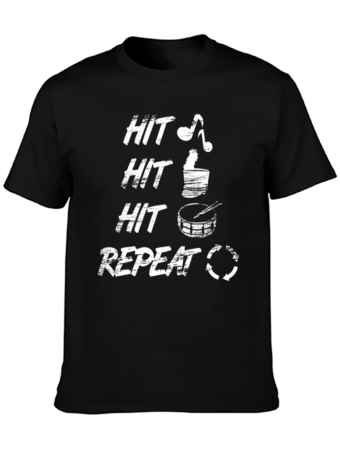 Black Drummer T-Shirt: Hit, Hit, Hit, Repeat - Music Lover Tee view 3