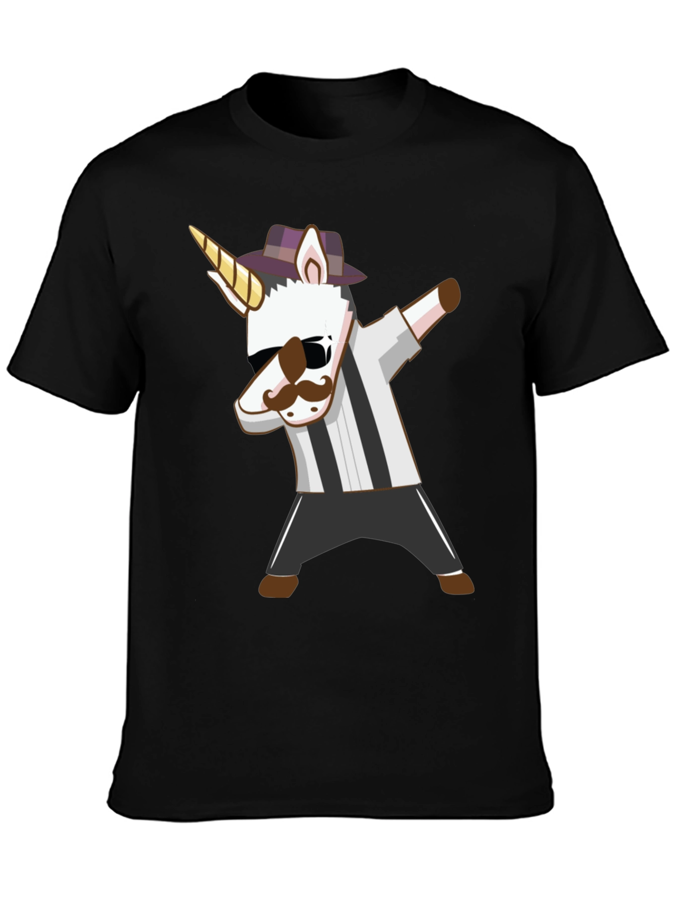 Black Dabbing Unicorn T-Shirt: Unique Cartoon Design view 3