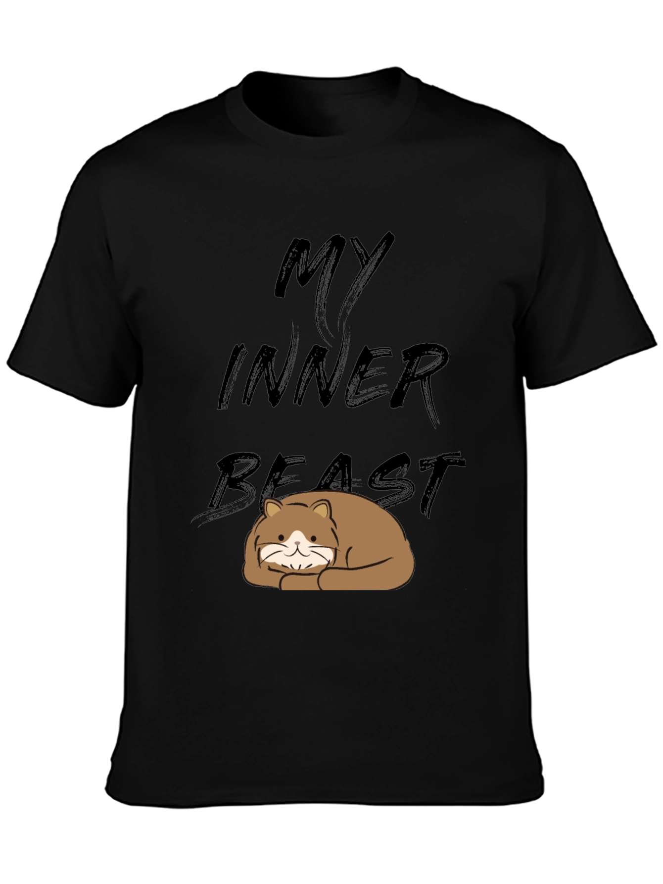 Black My Inner Beast T-Shirt - Cute Cat Graphic Tee view 3